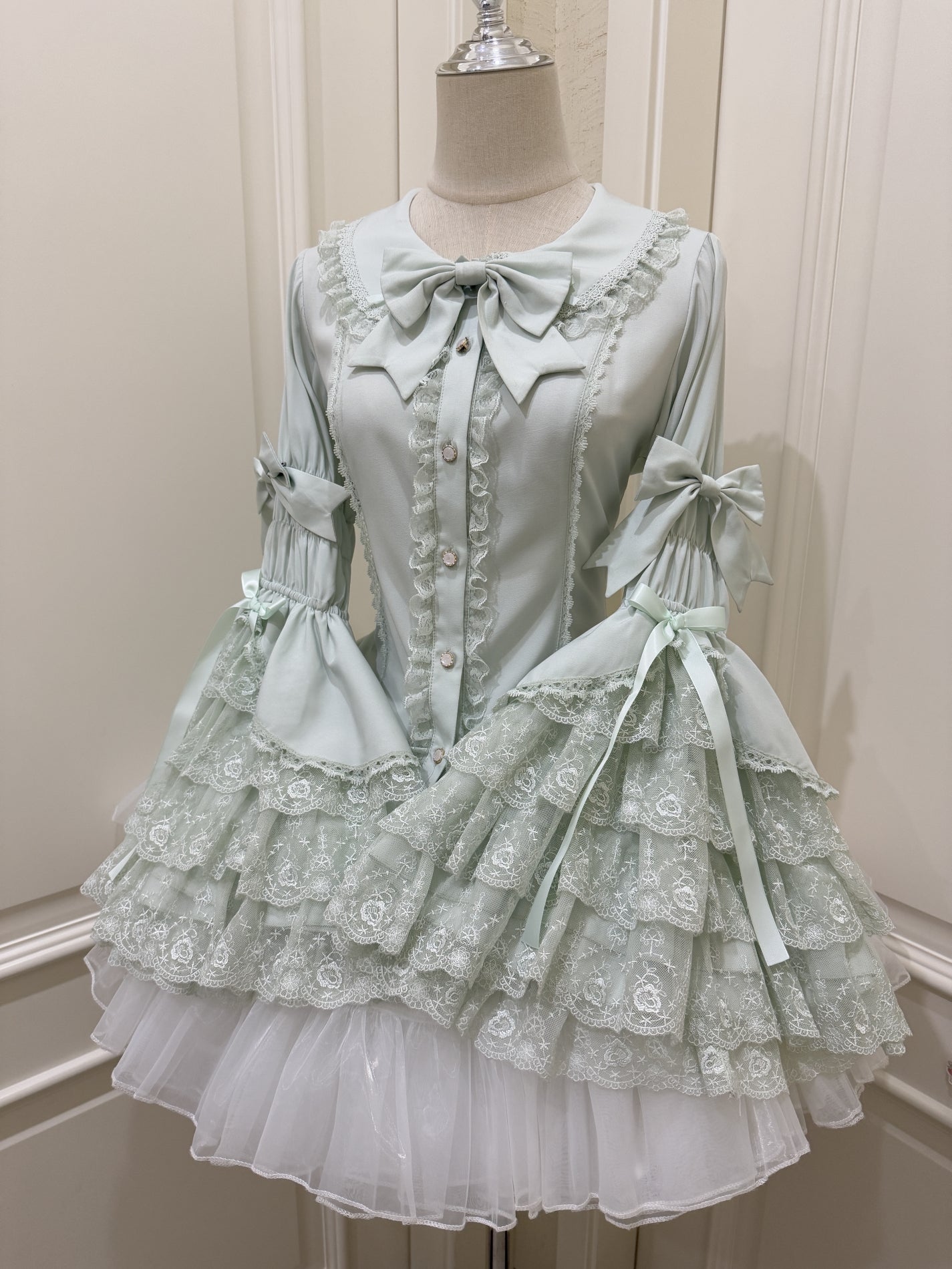 Ruffled Lace Bow Coquette Shirt