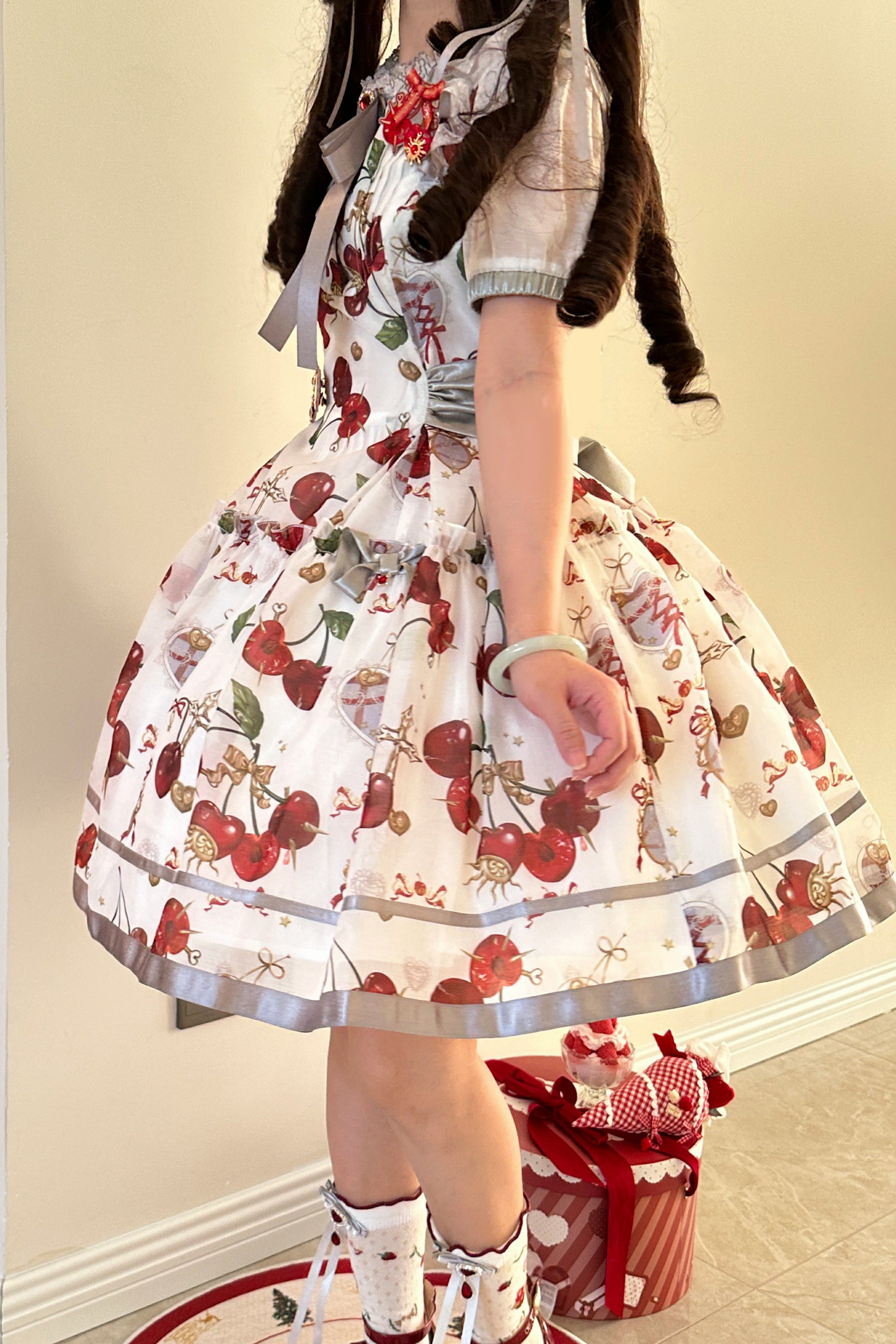 Retro Antique Cherry Sweet Lolita Dress + Jumper Skirt