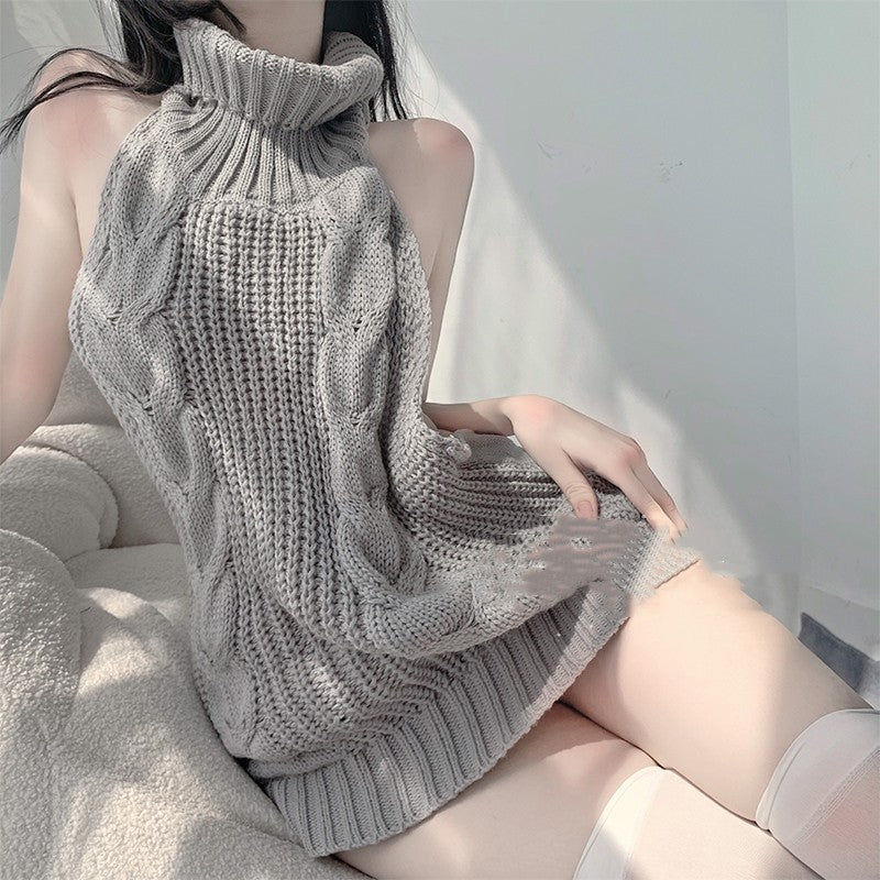 Knitted sweater dress one size gray