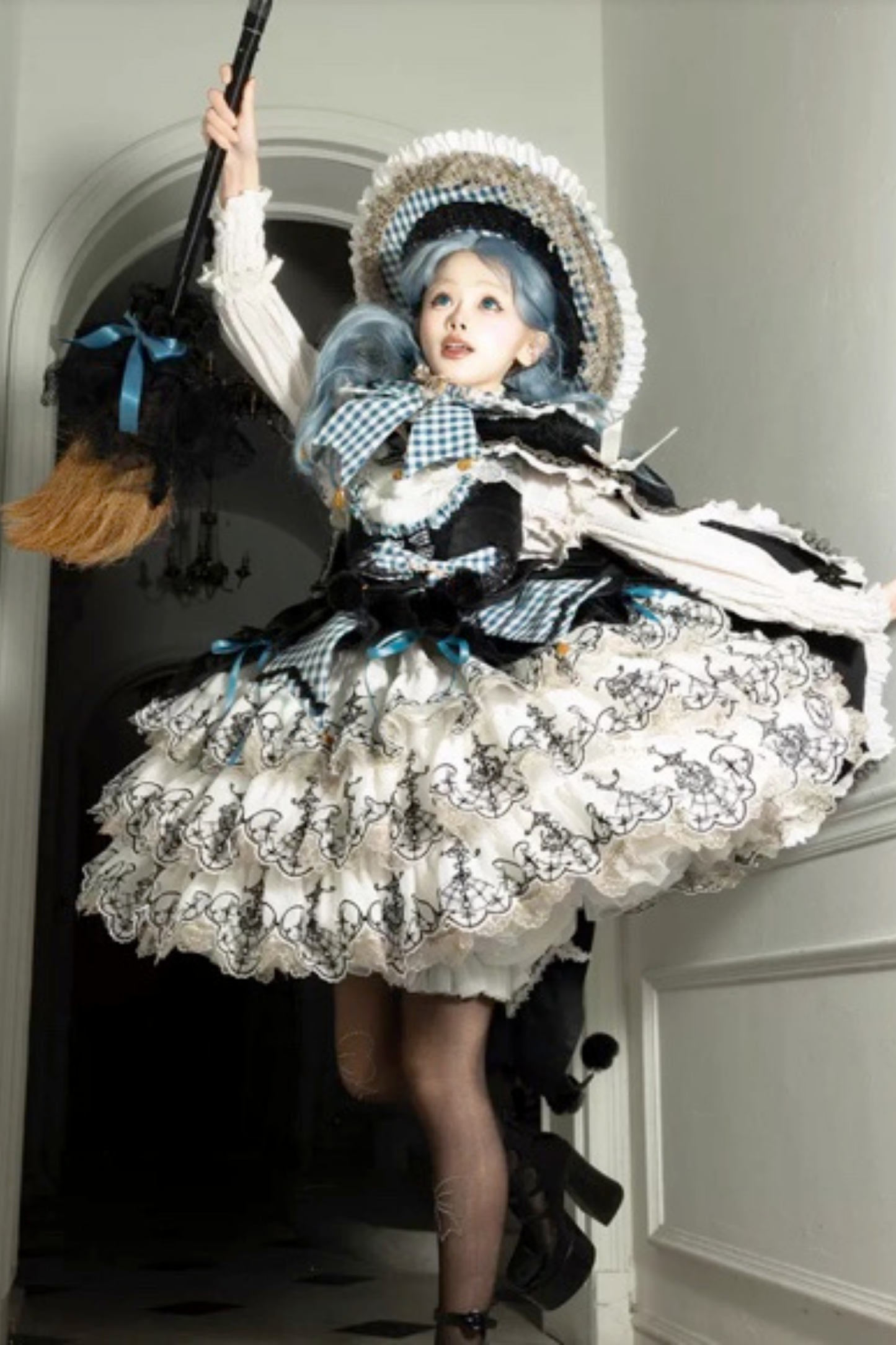 [Pre-order] Element Lolita Jumper Skirt + Inner Top + Cape + Big Ribbon + Hat