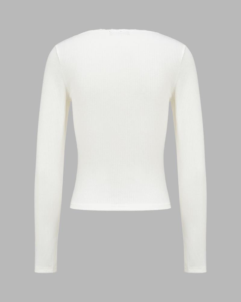 Katina Rose Ribbed White Long Sleeve Top