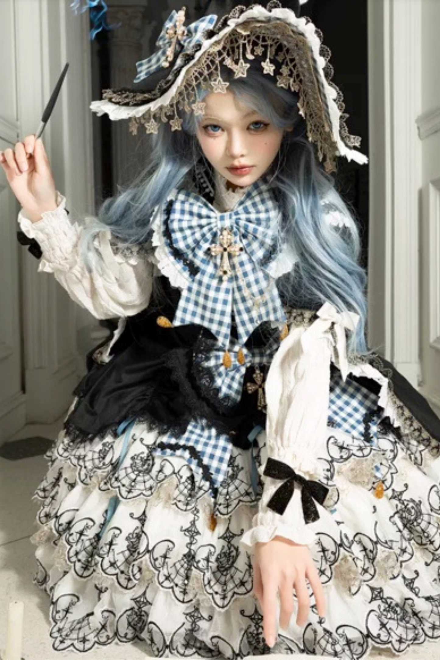 [Pre-order] Element Lolita Jumper Skirt + Inner Top + Cape + Big Ribbon + Hat
