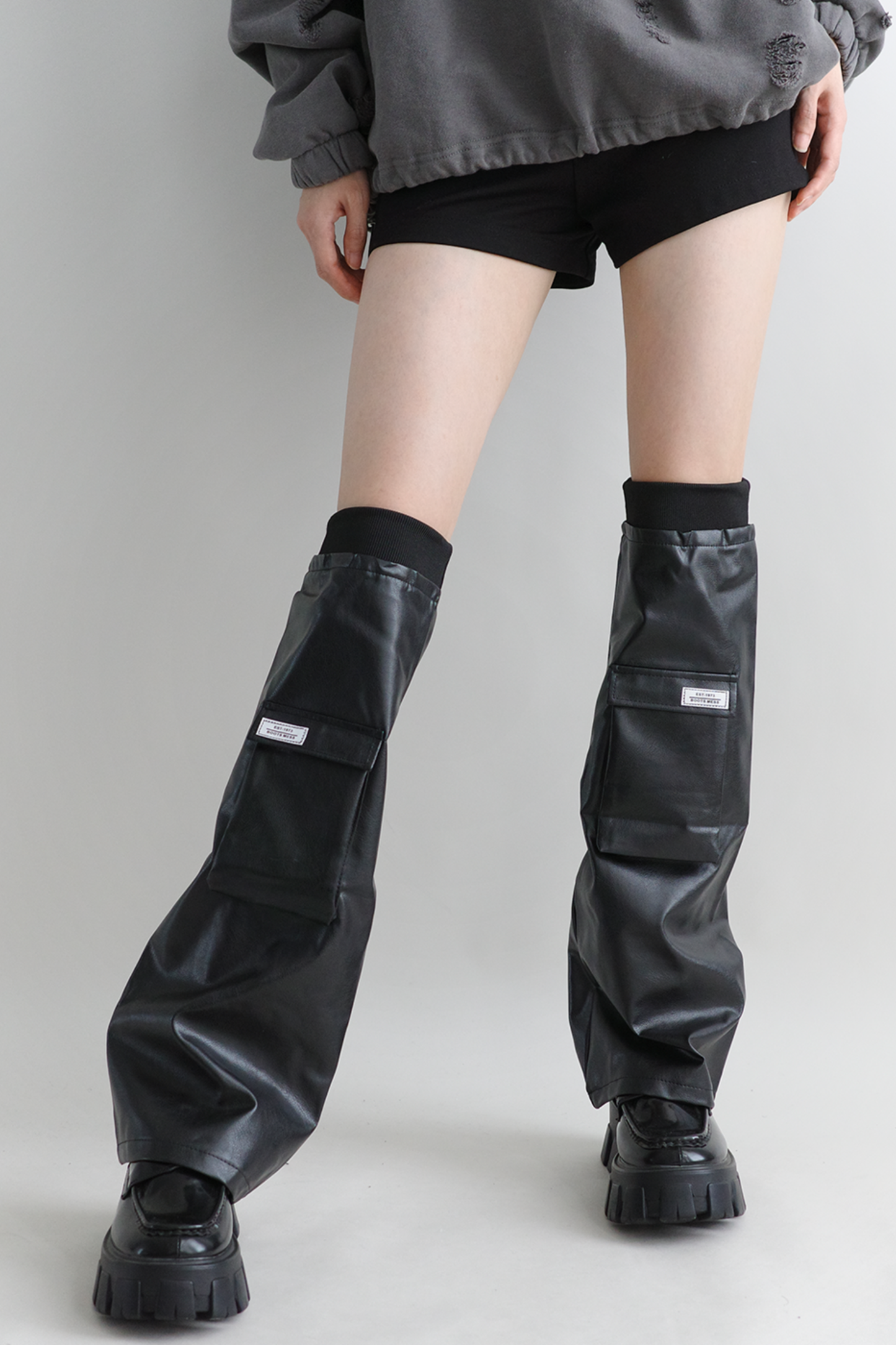 Dark Leather Leg Warmers