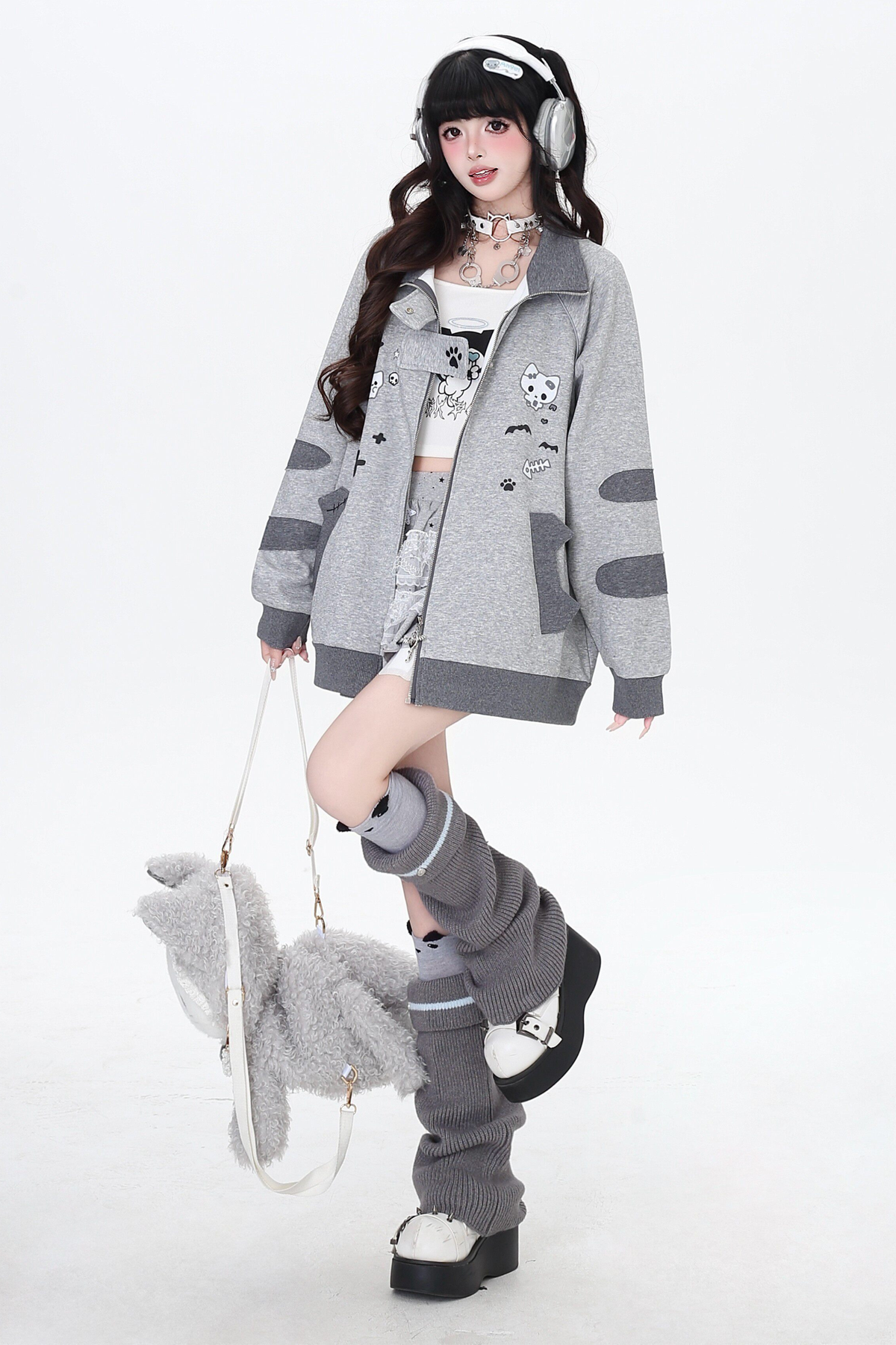 Cat Border Loose Star Jacket