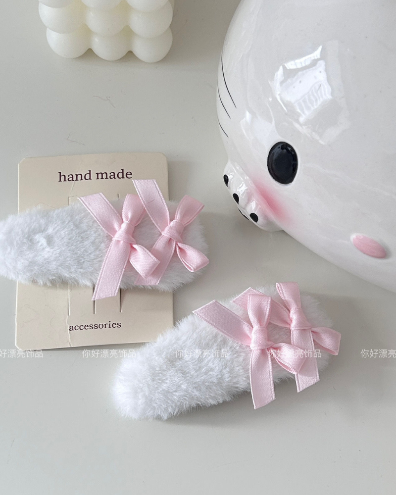 Ballet Bow Furry Hair Clip