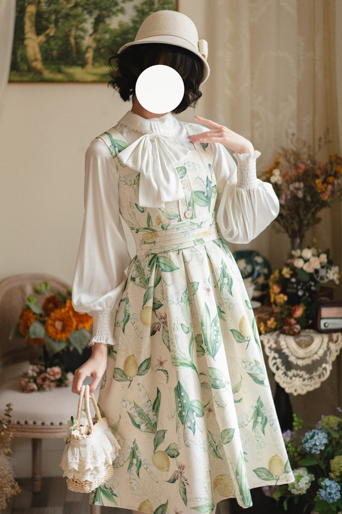 Floral Retro Sleeveless Dress + Shirt