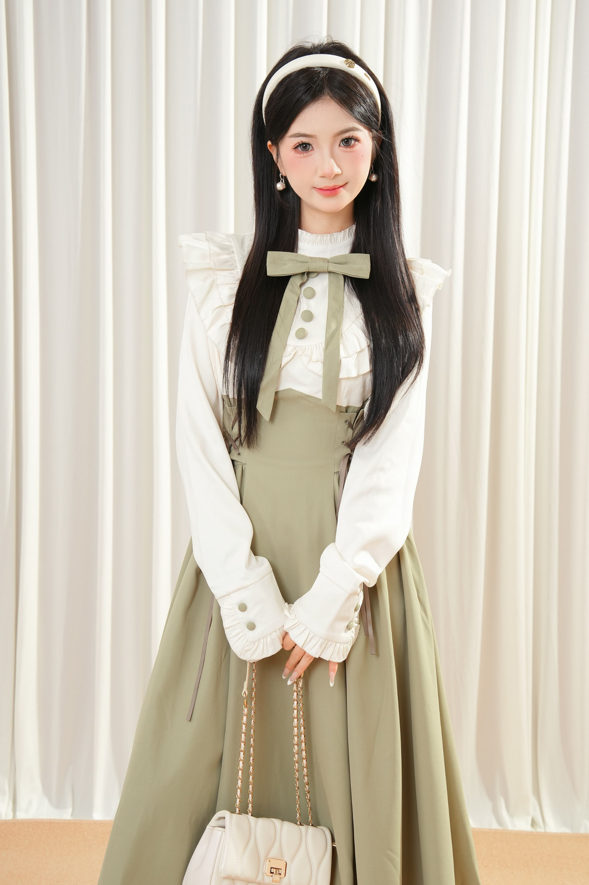 Elegant Contrast French Retro Dress
