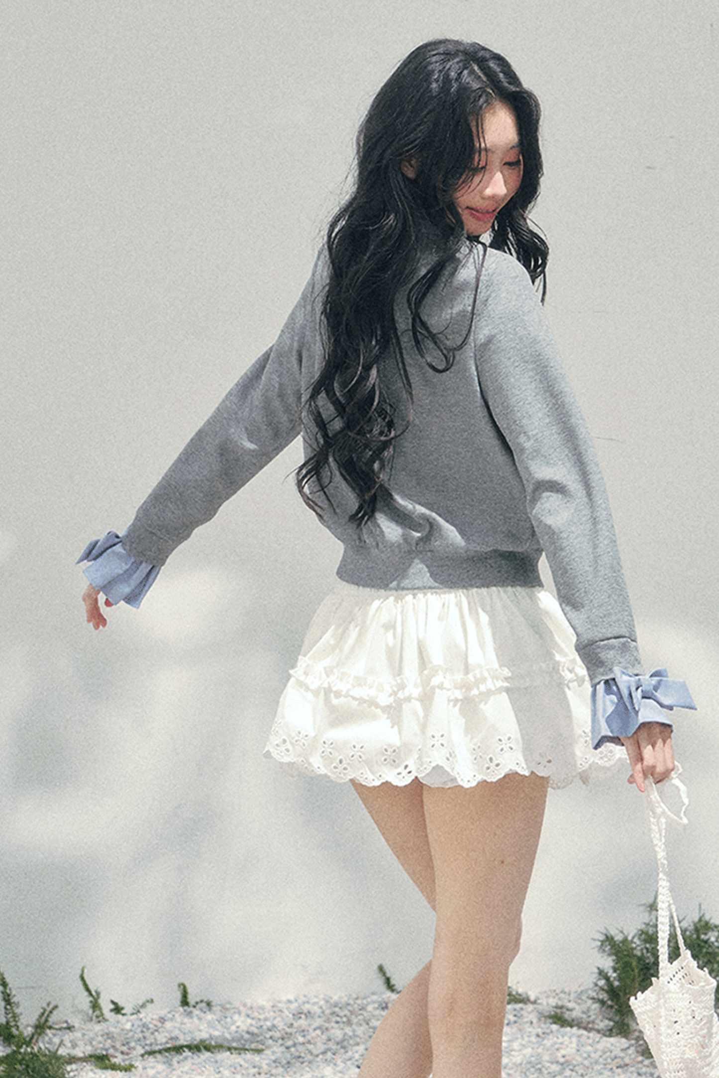 French Faux Two-Piece Polo Sweater