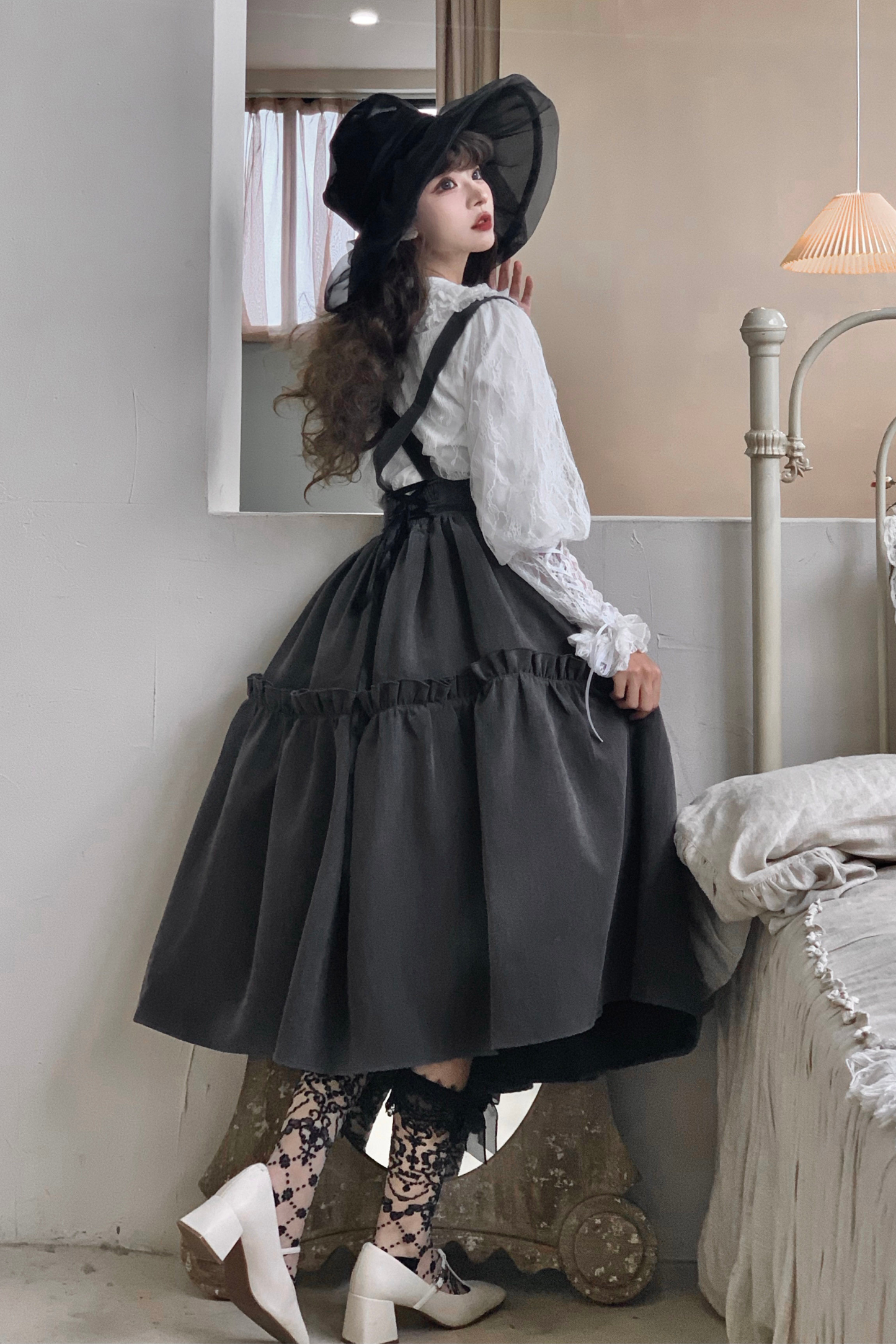Retro Style Lolita Suspender Skirt