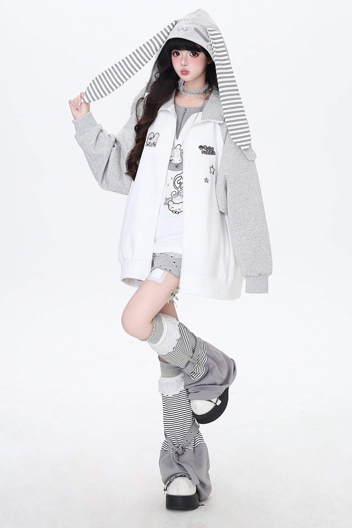 Dark Rabbit Ear Hooded Jacket