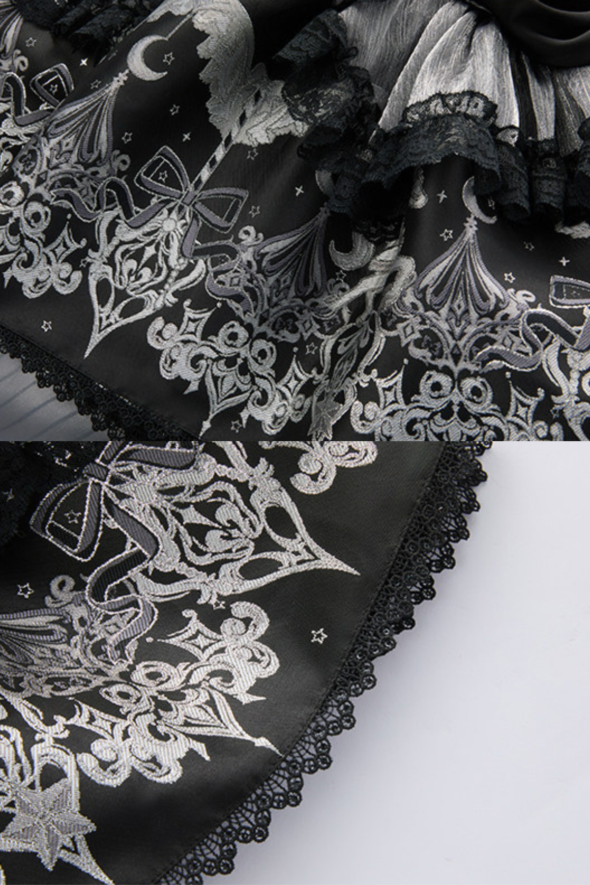 【Reservation Deadline February 28】Dark Silver Lace Lolita Dress + BNT + Neck Accessories