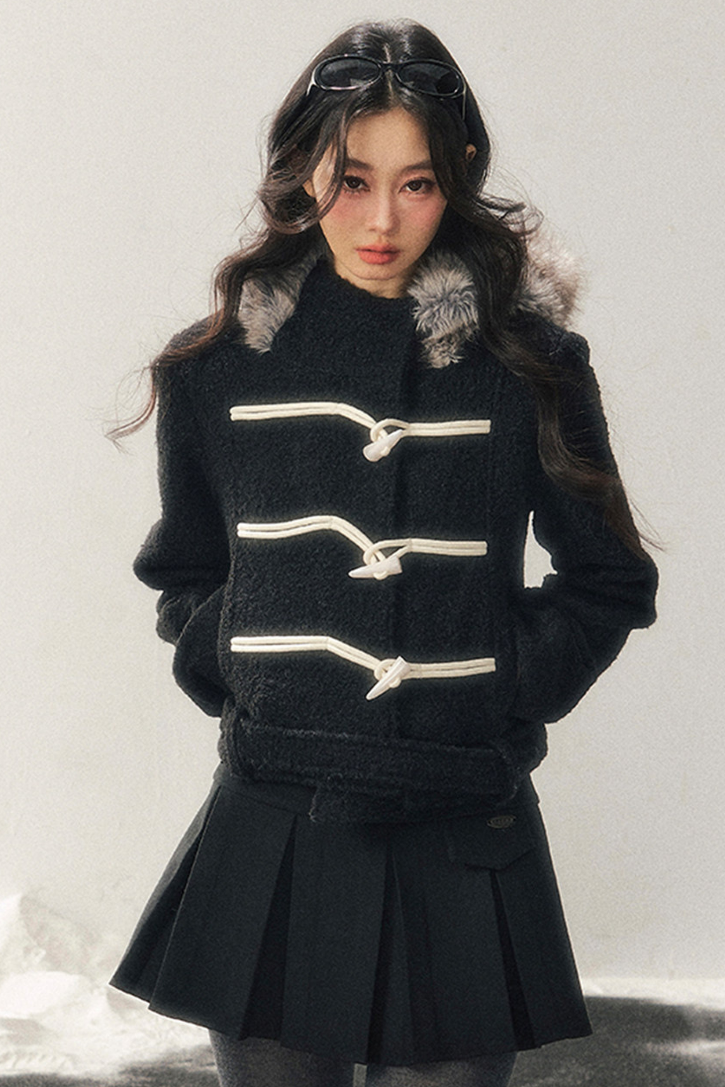 Horn Button Hooded Coat