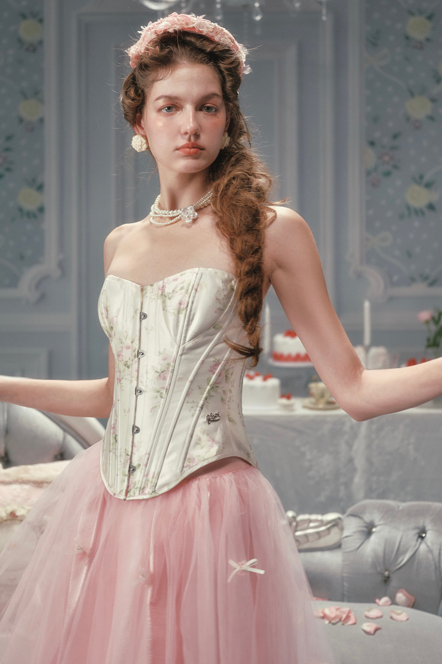 Lace Maid Satin Corset Top + Flare Tulle Skirt