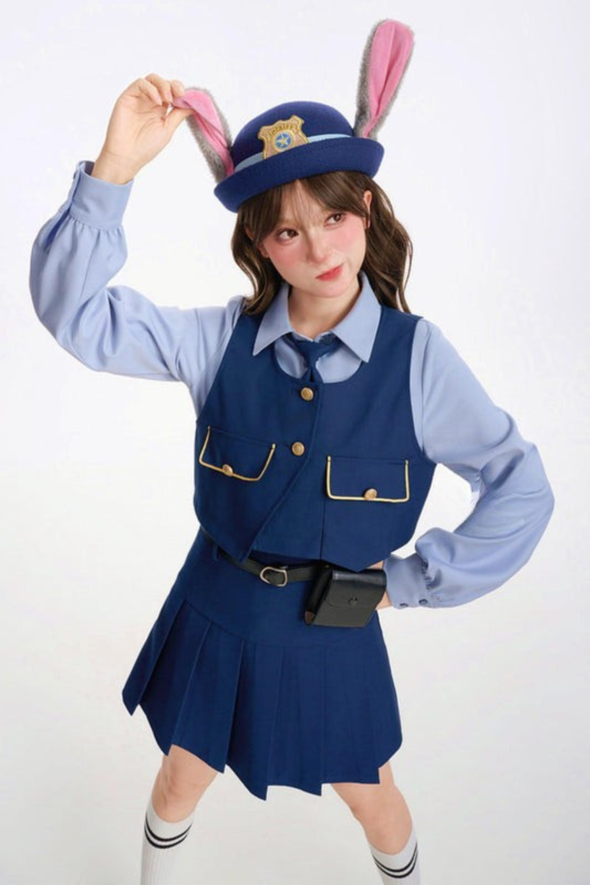 Tribal Blue Blouse with Tie Top + Skirt + Outer