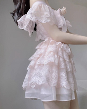 Load image into Gallery viewer, Sweet Flower Waist Slimming Cake Mini Coquette Dress
