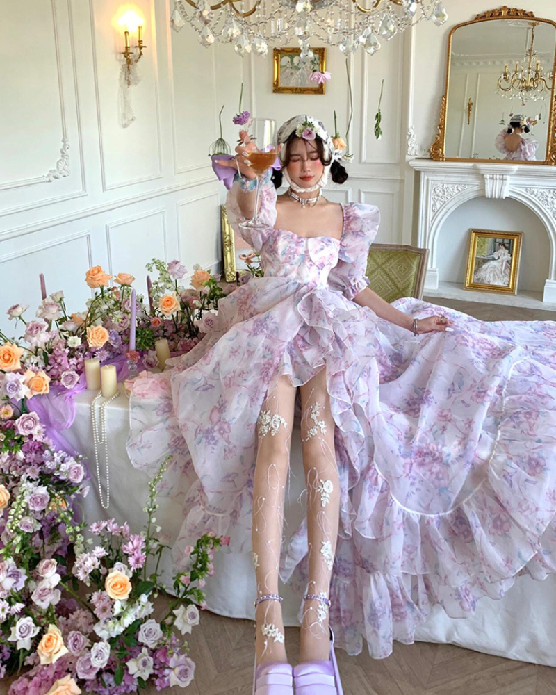 Prom Puff Sleeve Fairy Princess Coquette Dress