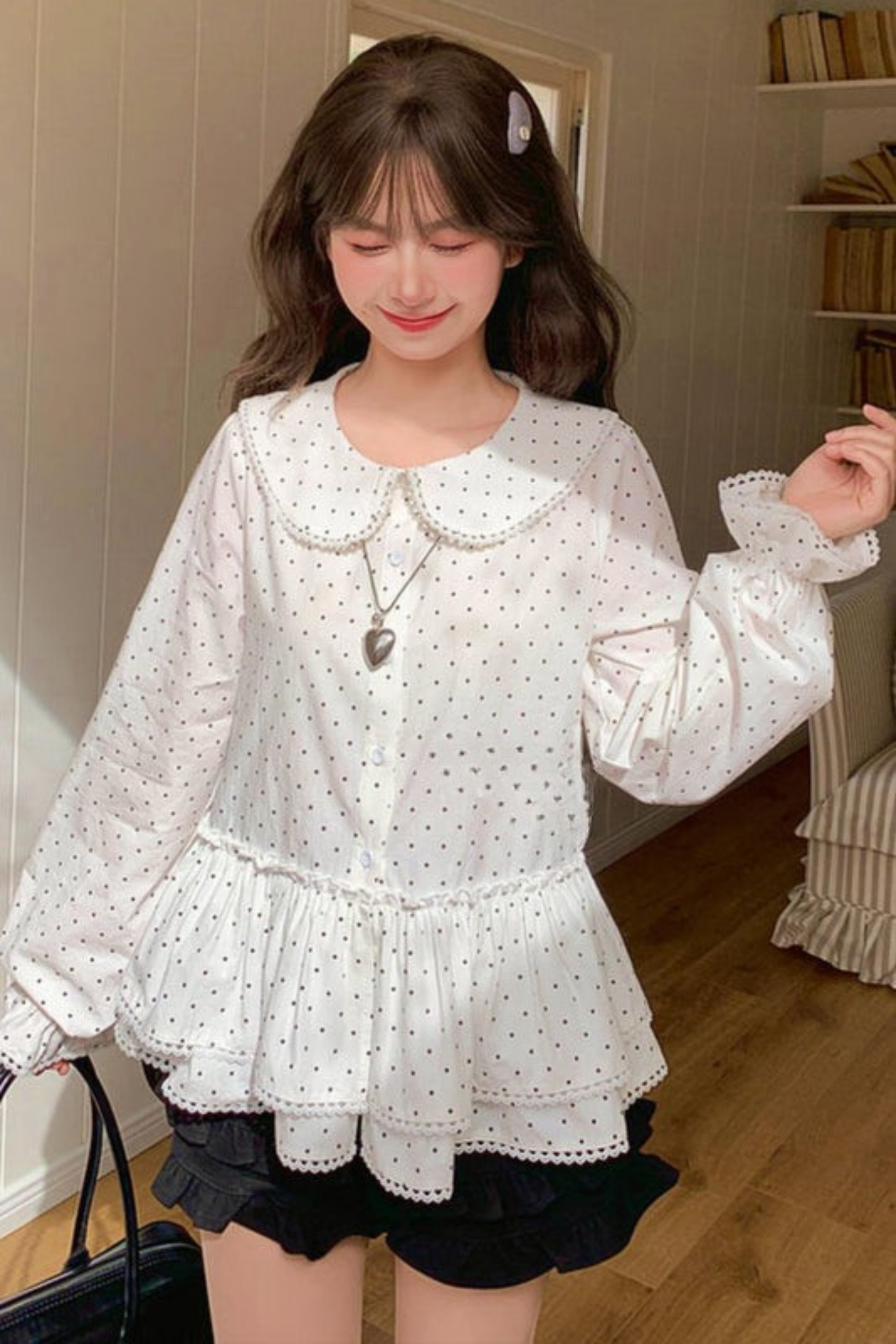 Pure Cotton Polka Dot Blouse