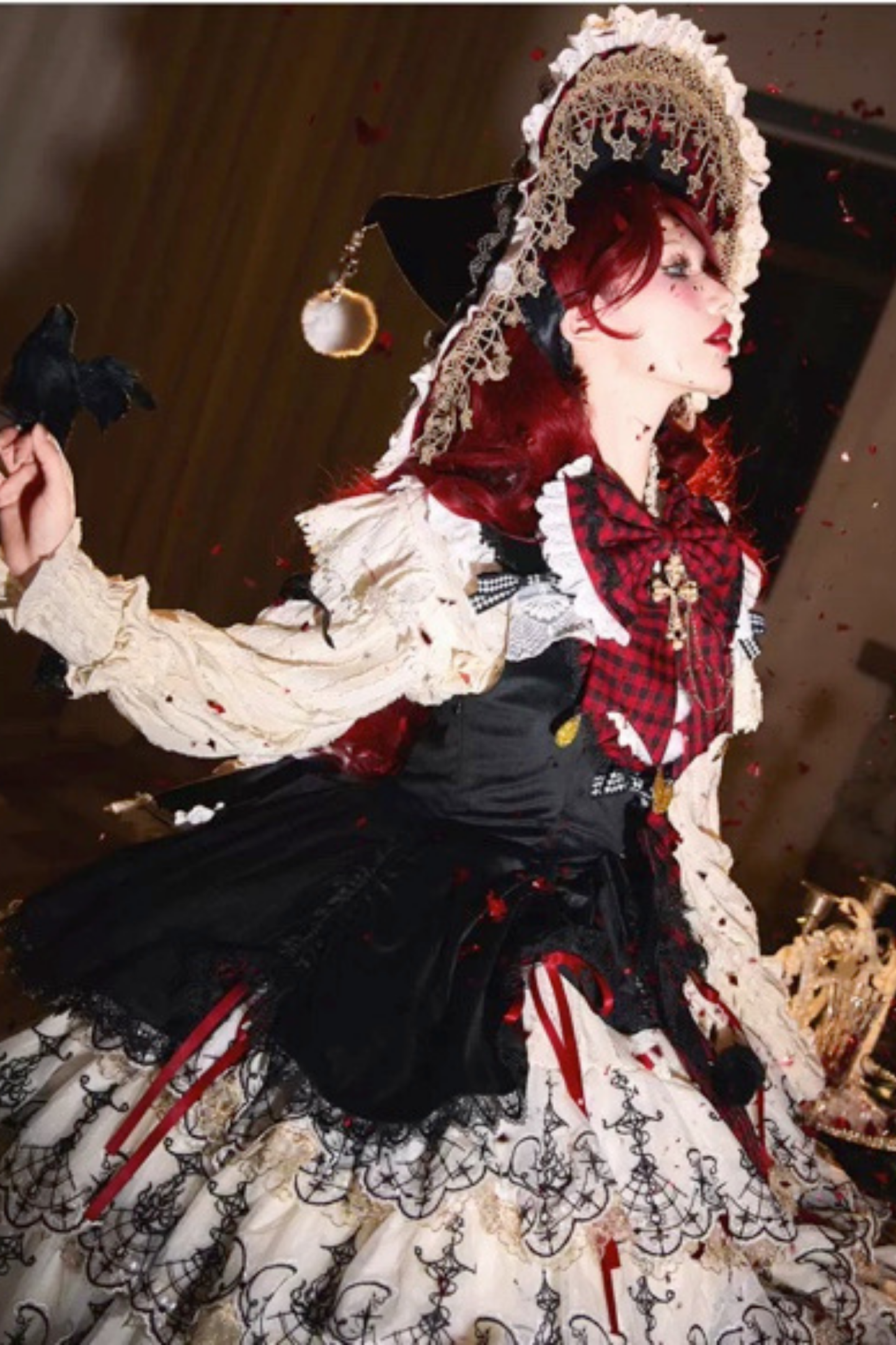 [Pre-order] Element Lolita Jumper Skirt + Inner Top + Cape + Big Ribbon + Hat