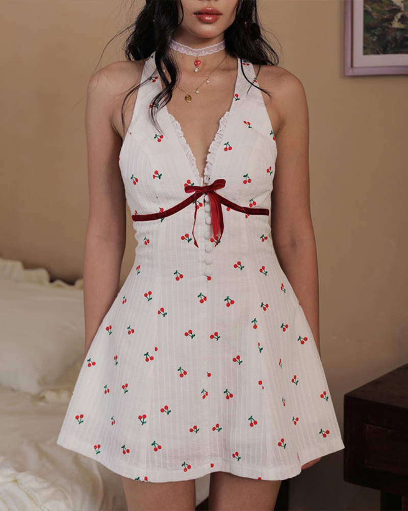 Sweet Cherry Summer Mini Coquette Dress