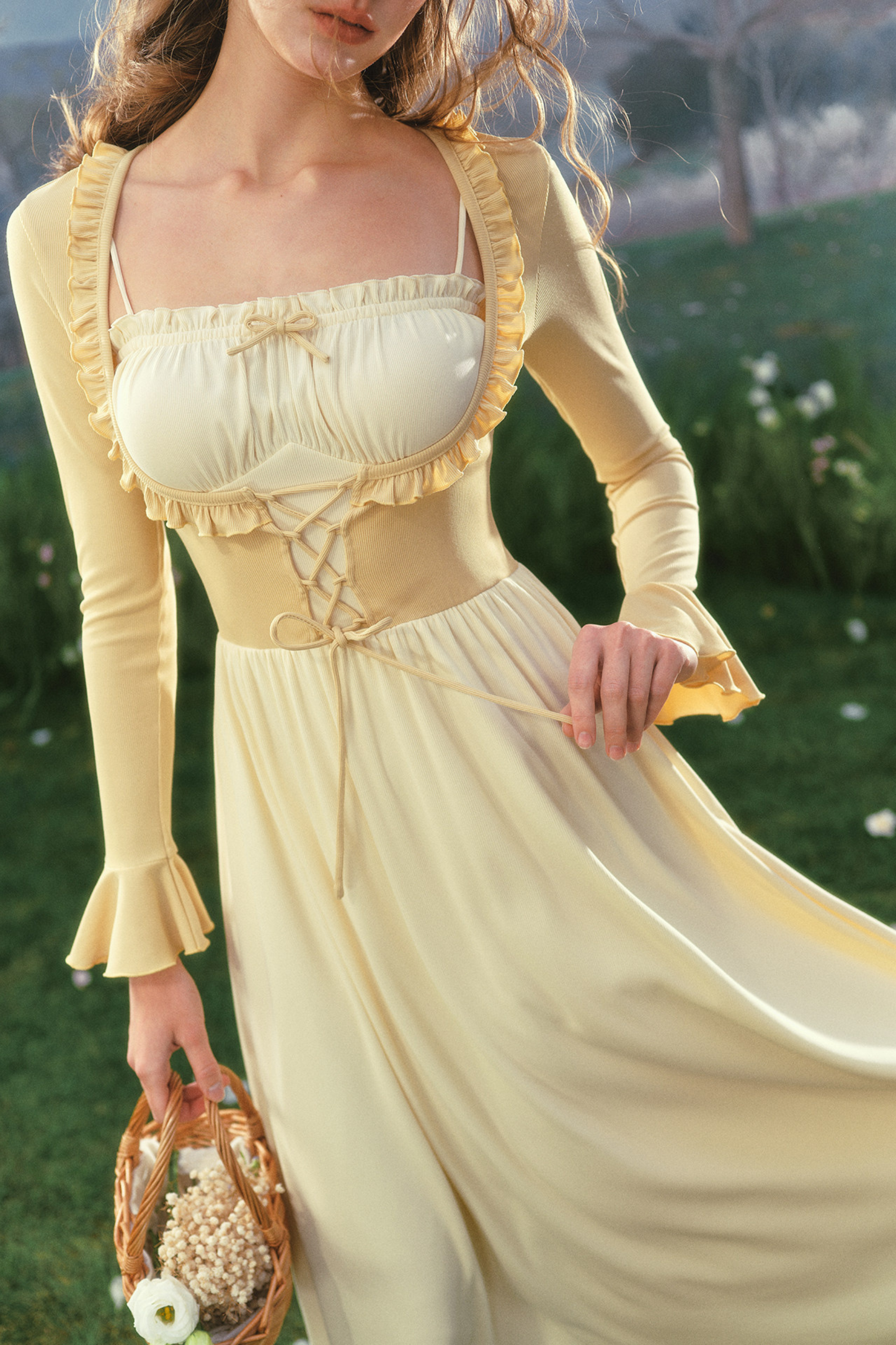 Lace Collar Color Blocking Dress