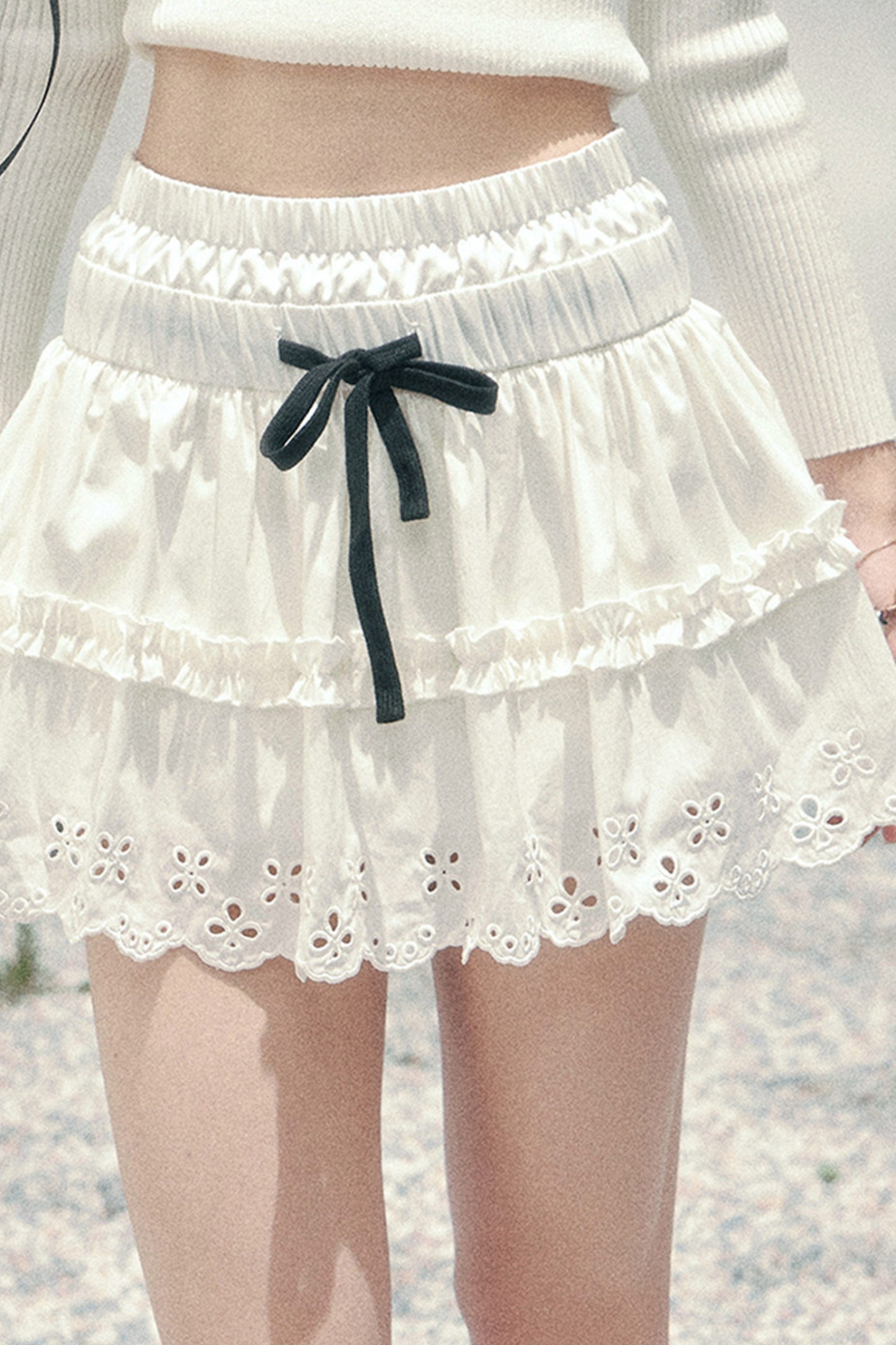 Lace Sweet Tiered Puffy Skirt