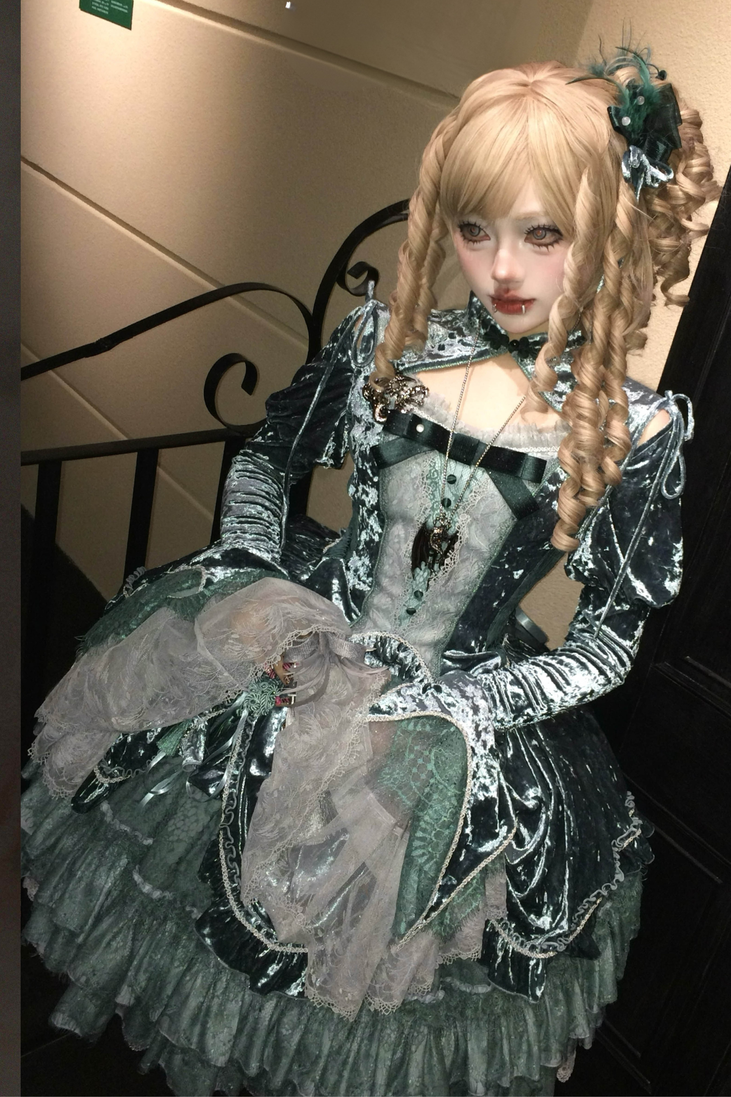 Gothic Velvet Sleeve Lolita Top + Vest + Skirt