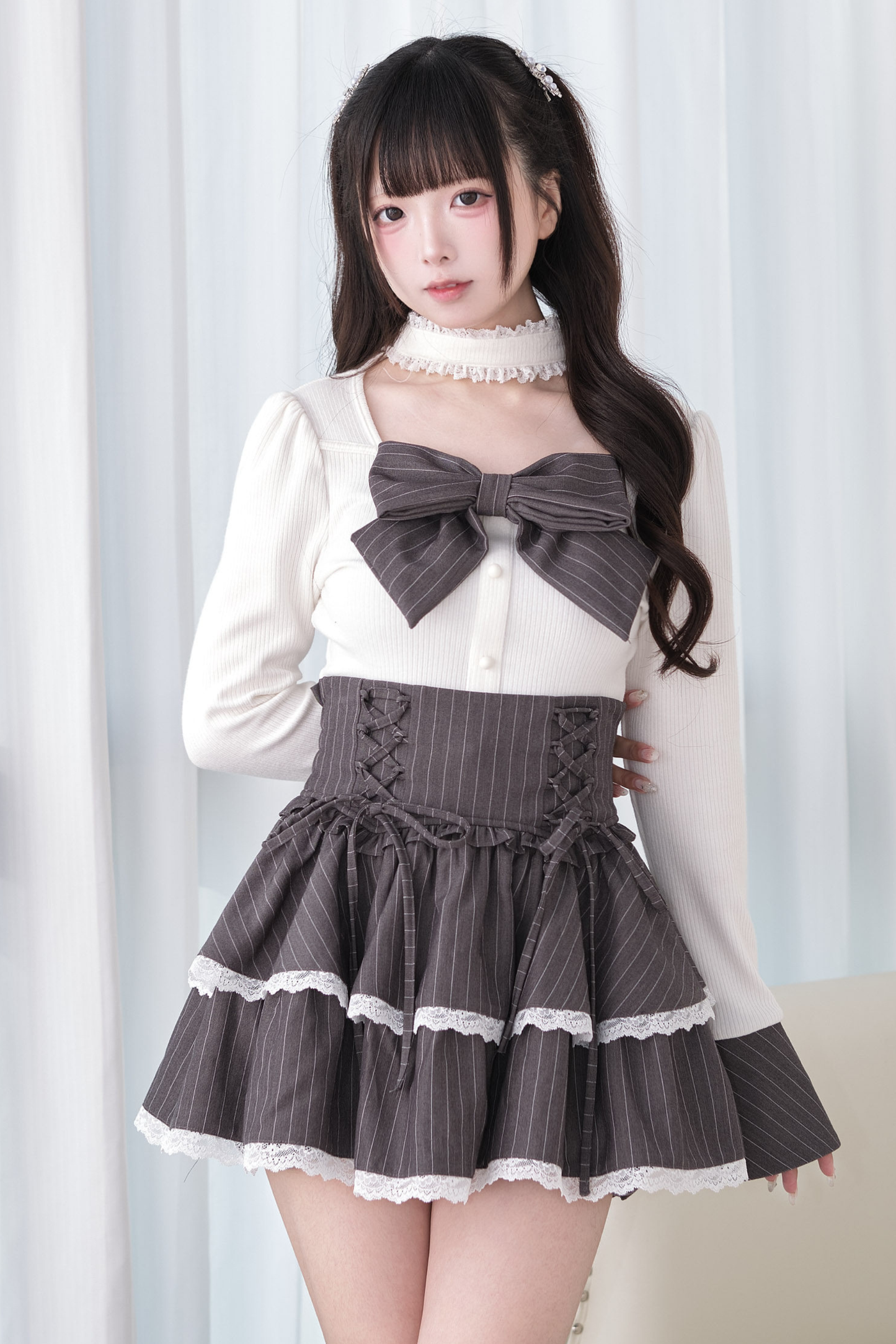 Lace Up Bow Knot Skirt