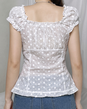 Load image into Gallery viewer, French Jacquard Puff-sleeve Coquette Shirts
