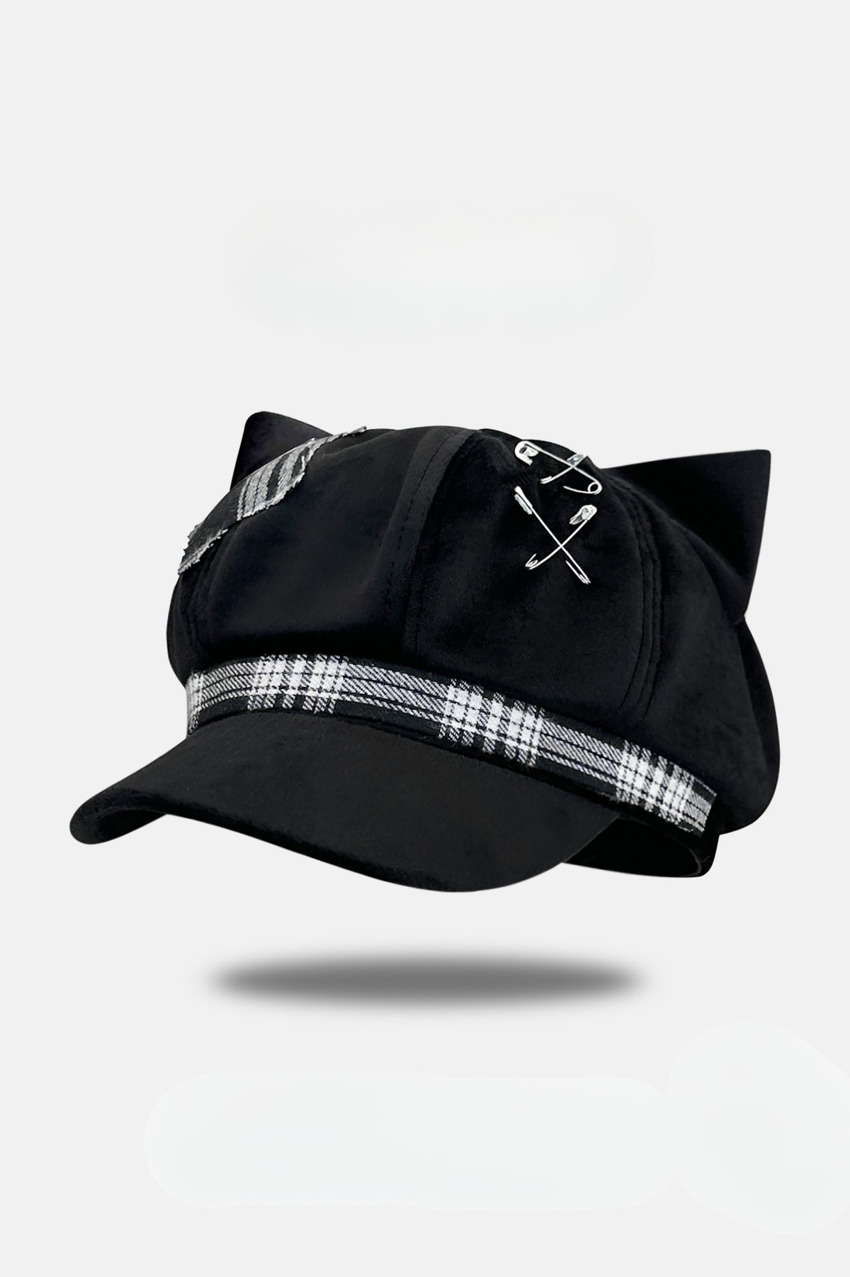 Cat Ear Subculture Check Hat Black