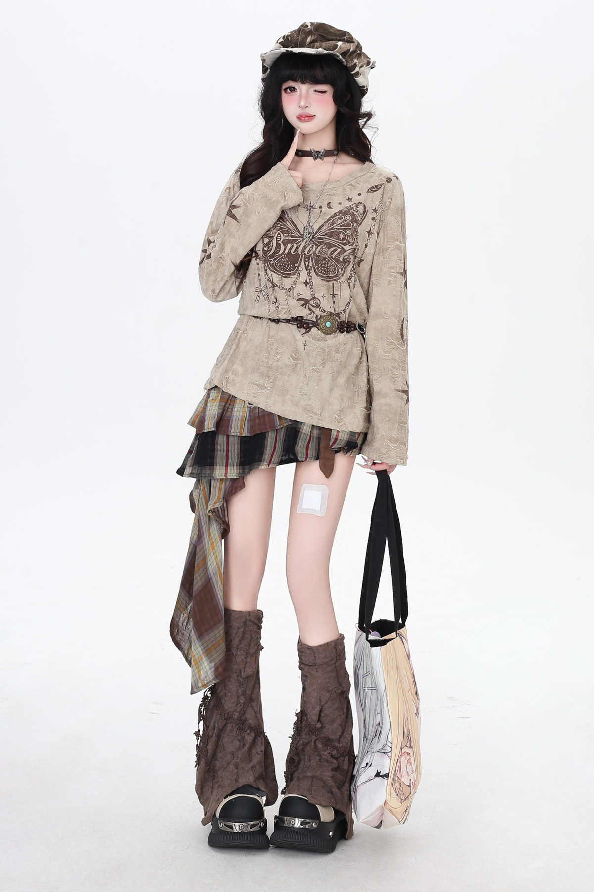 Butterfly Print Ripped Cover-Up Top