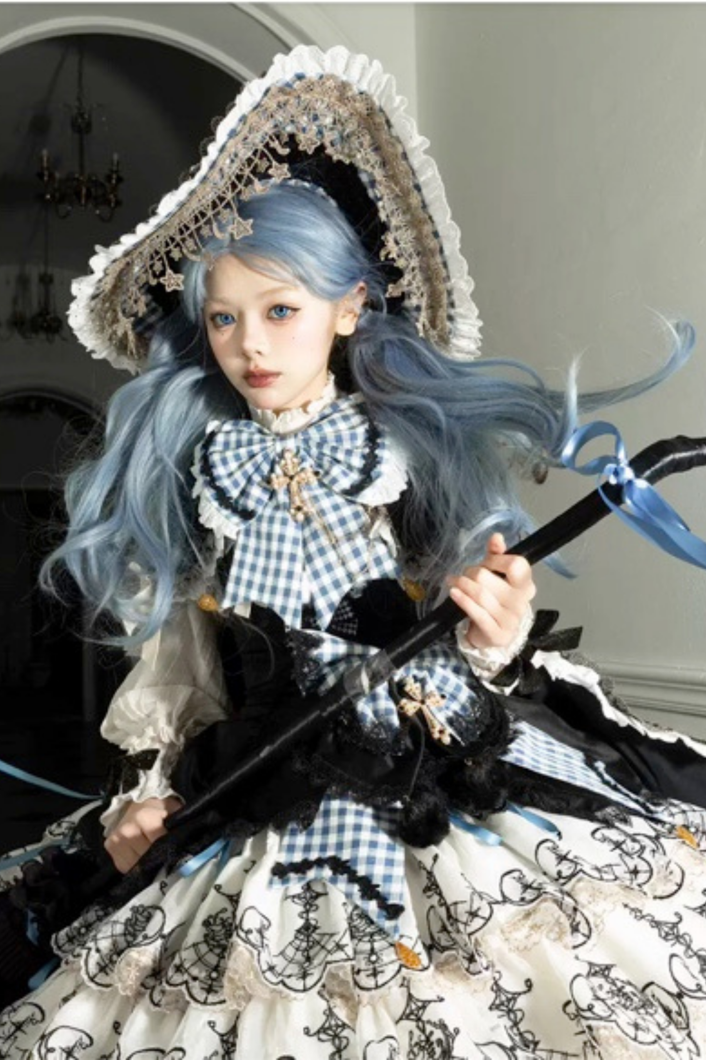 [Pre-order] Element Lolita Jumper Skirt + Inner Top + Cape + Big Ribbon + Hat