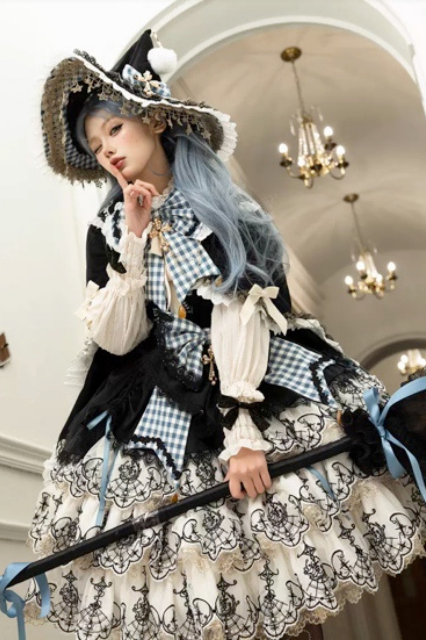 [Pre-order] Element Lolita Jumper Skirt + Inner Top + Cape + Big Ribbon + Hat