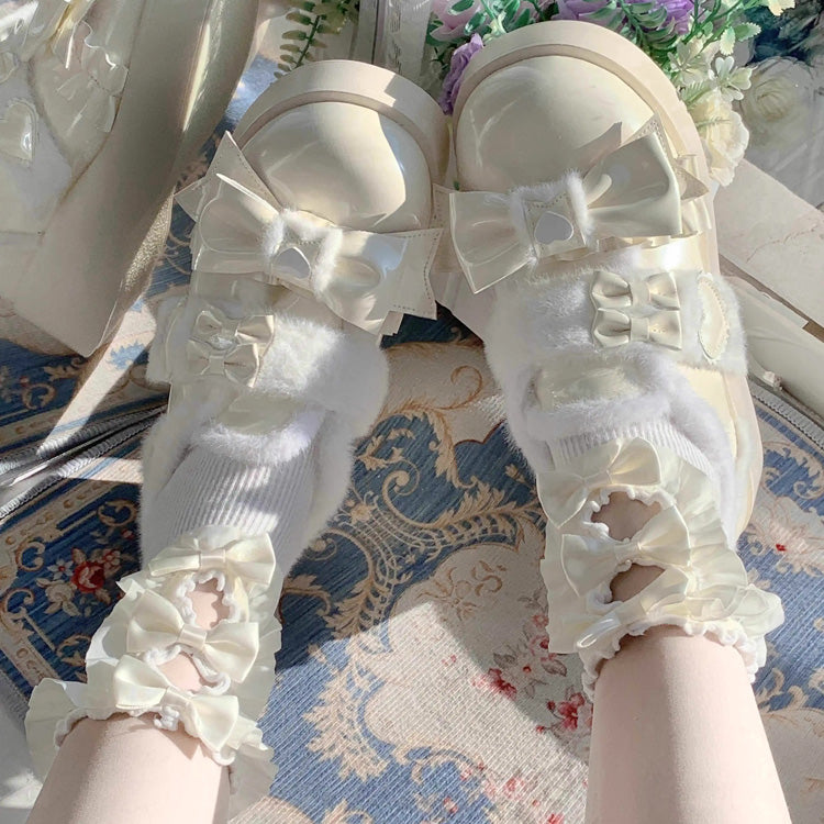 Plush and Thickened Bowknot Sweet Lolita Shoes 5 Colors