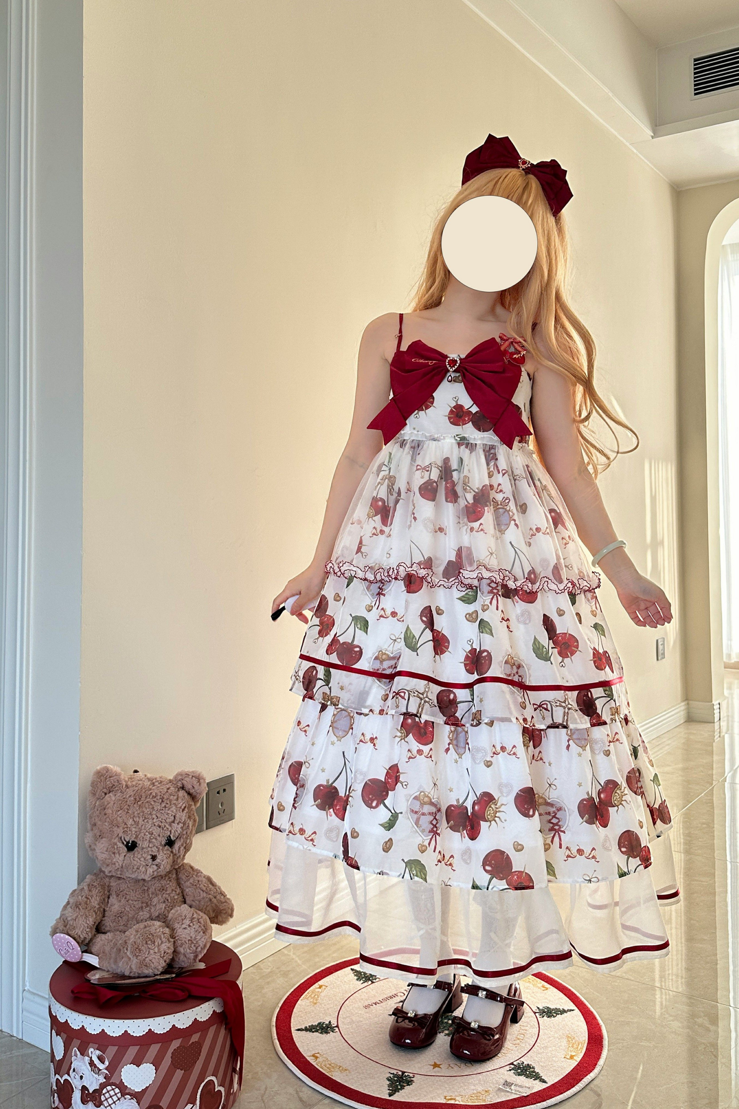 Retro Antique Cherry Sweet Lolita Dress + Jumper Skirt