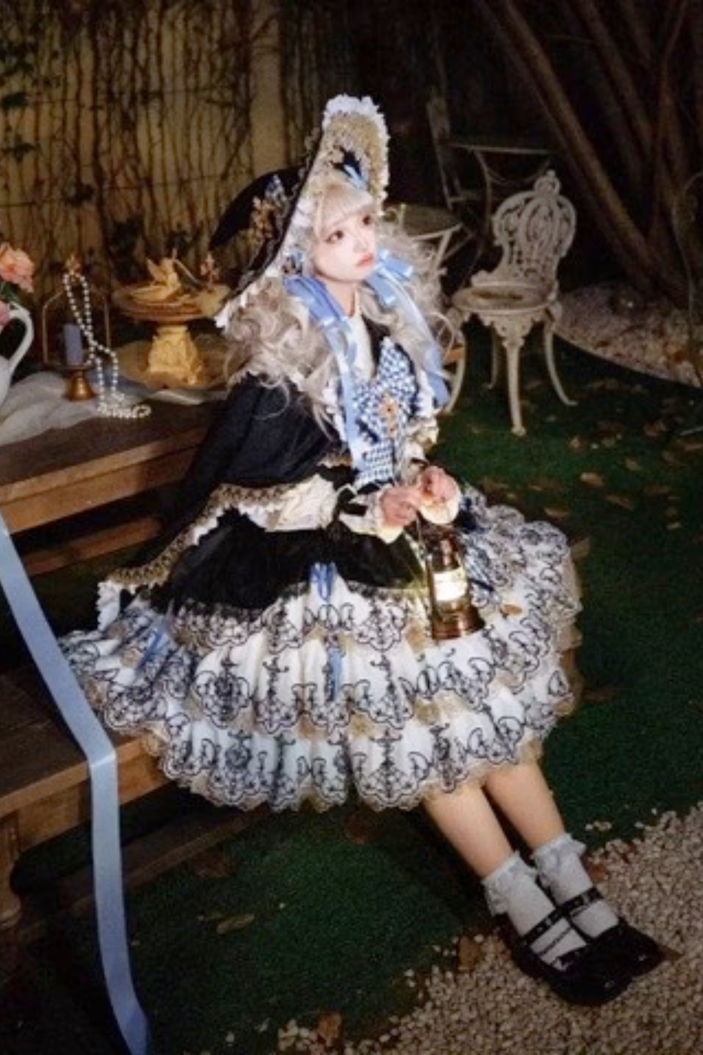 [Pre-order] Element Lolita Jumper Skirt + Inner Top + Cape + Big Ribbon + Hat