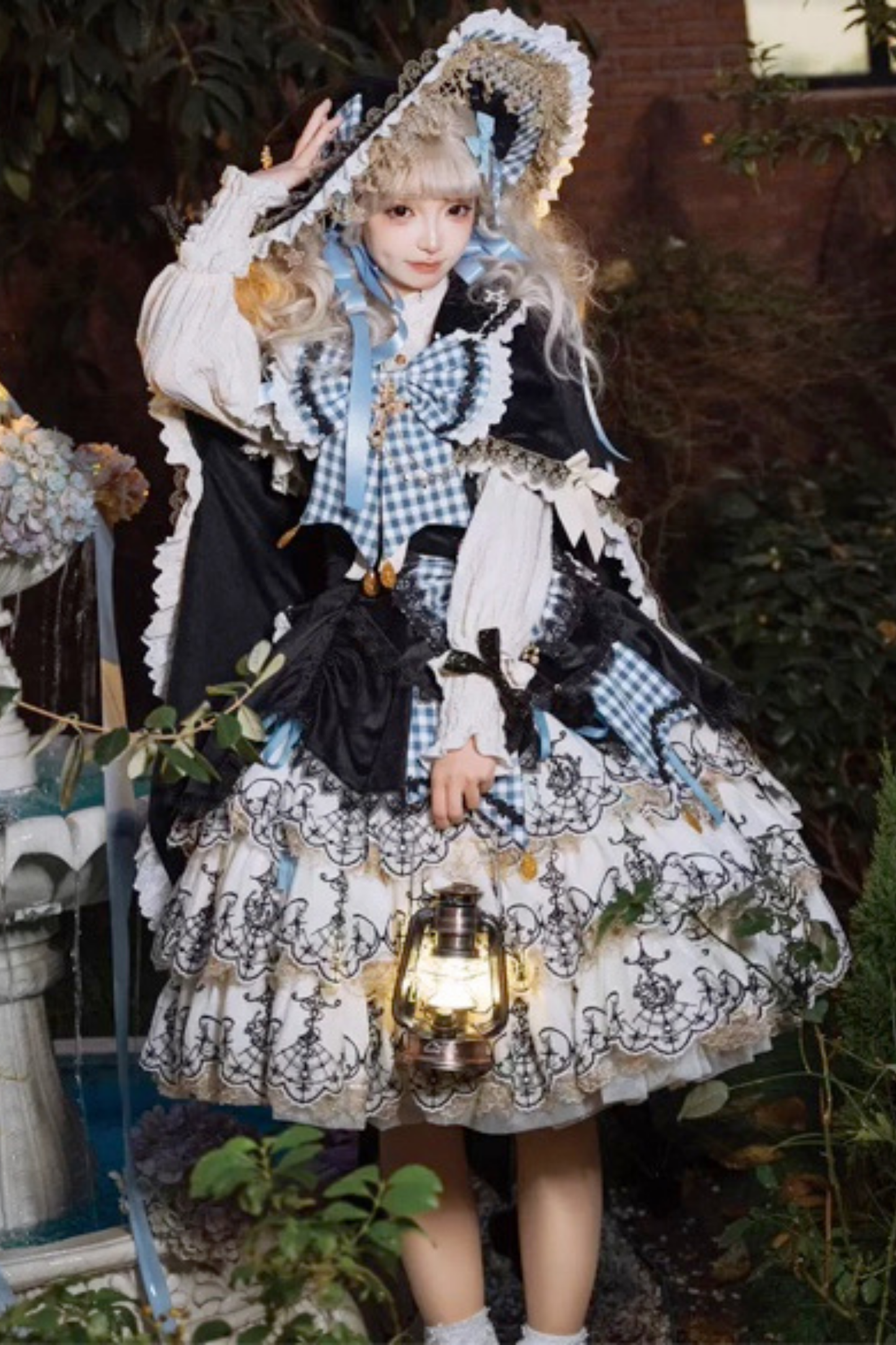 [Pre-order] Element Lolita Jumper Skirt + Inner Top + Cape + Big Ribbon + Hat