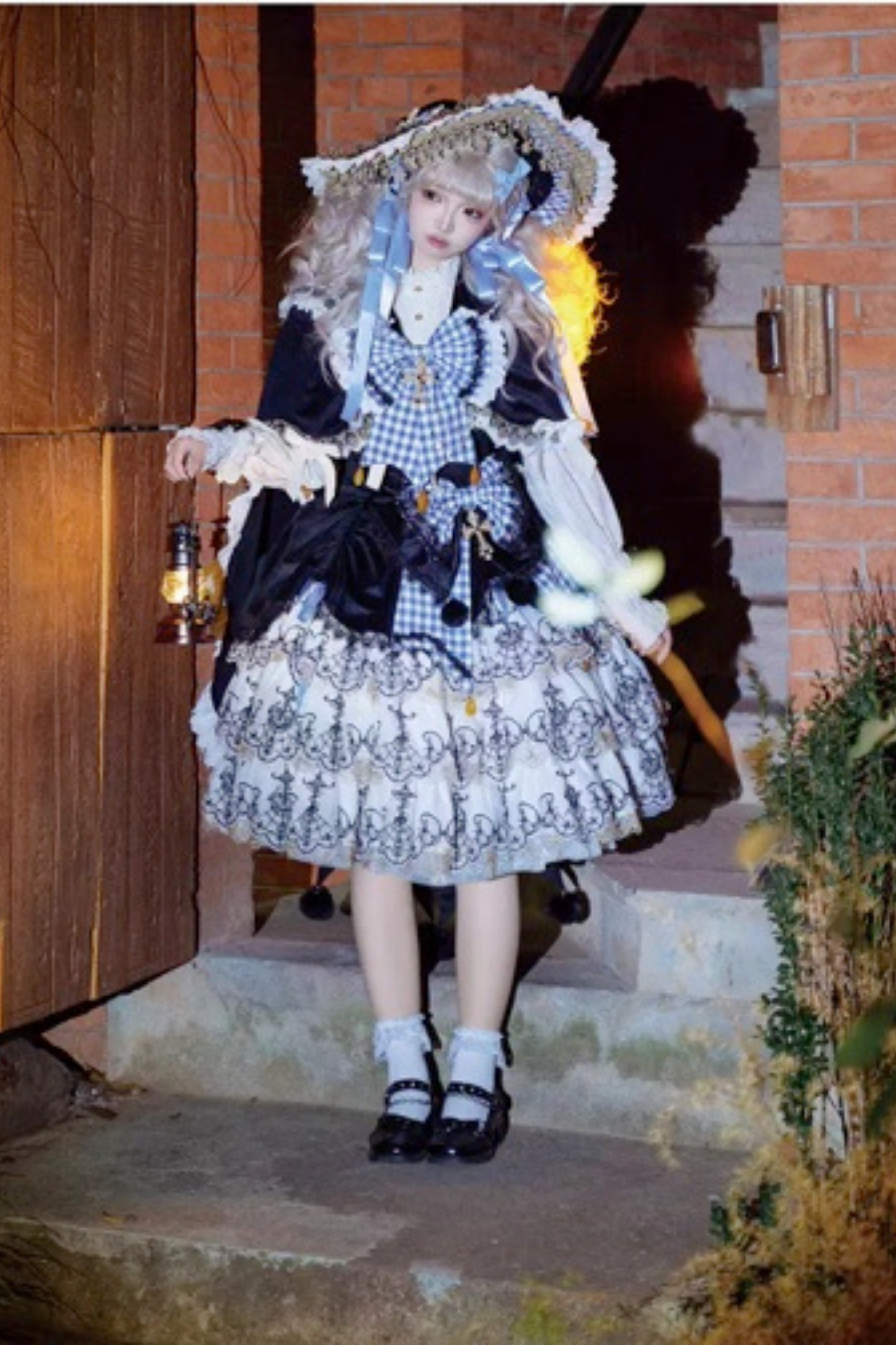 [Pre-order] Element Lolita Jumper Skirt + Inner Top + Cape + Big Ribbon + Hat