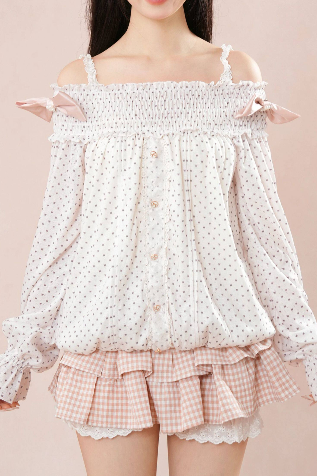Polka Dot Balloon Sleeve Top + Cake Skirt