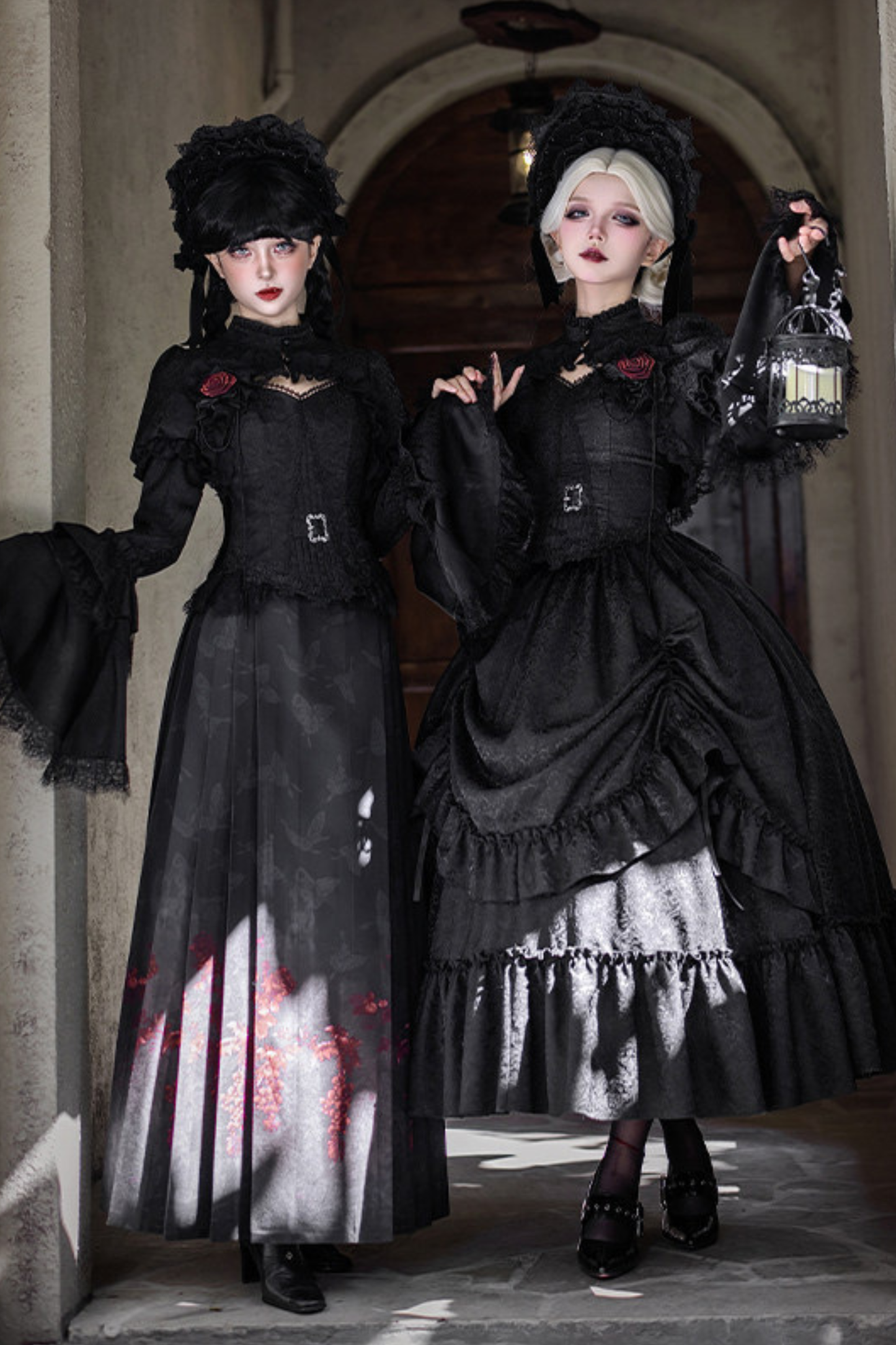 Gothic Corset Tops + Short Coat + Horse + Curtain + Skirt + Flower + Bonnet