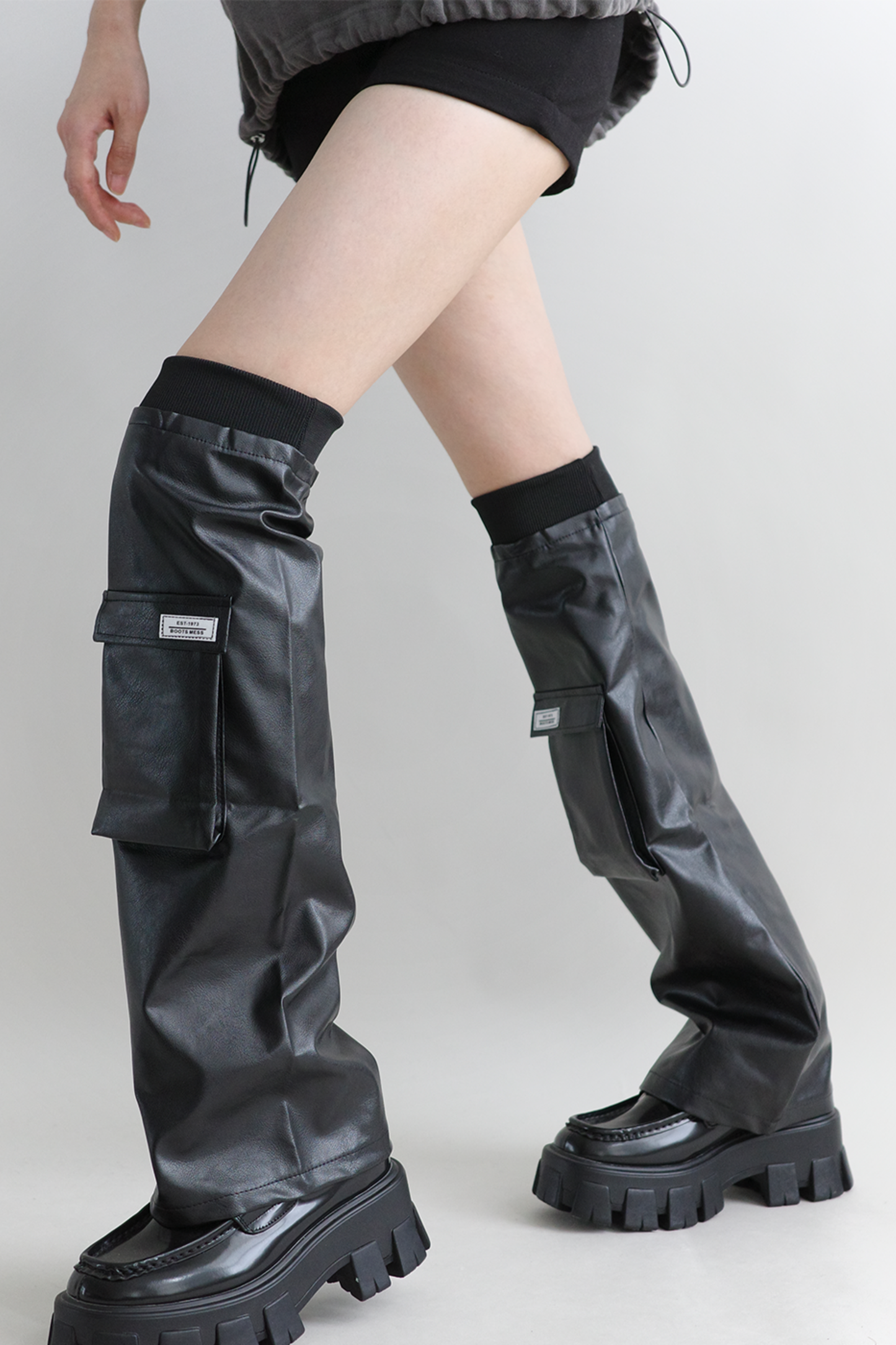 Dark Leather Leg Warmers