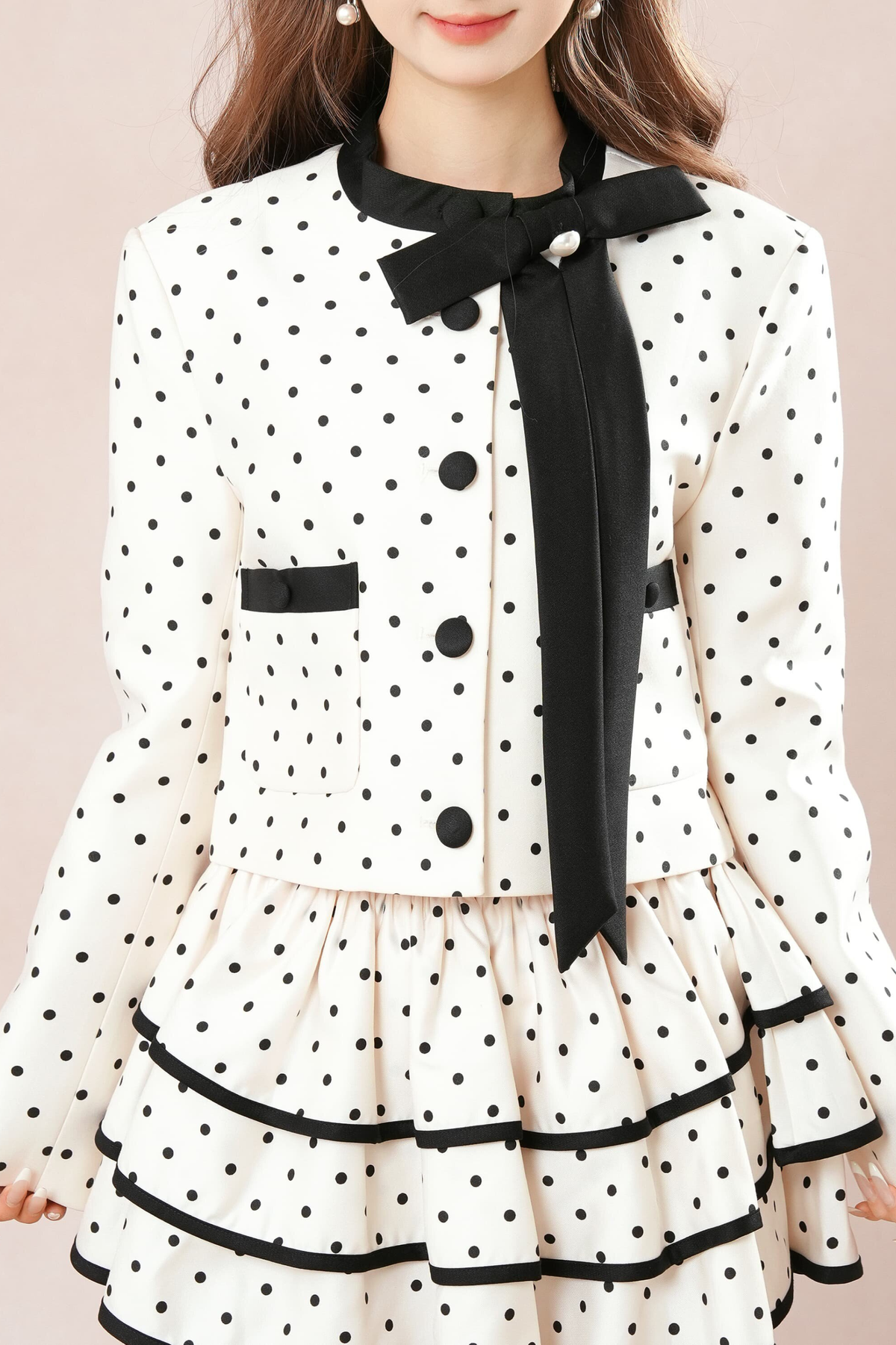 French Dot Jacket + Tiered Skirt Jacket