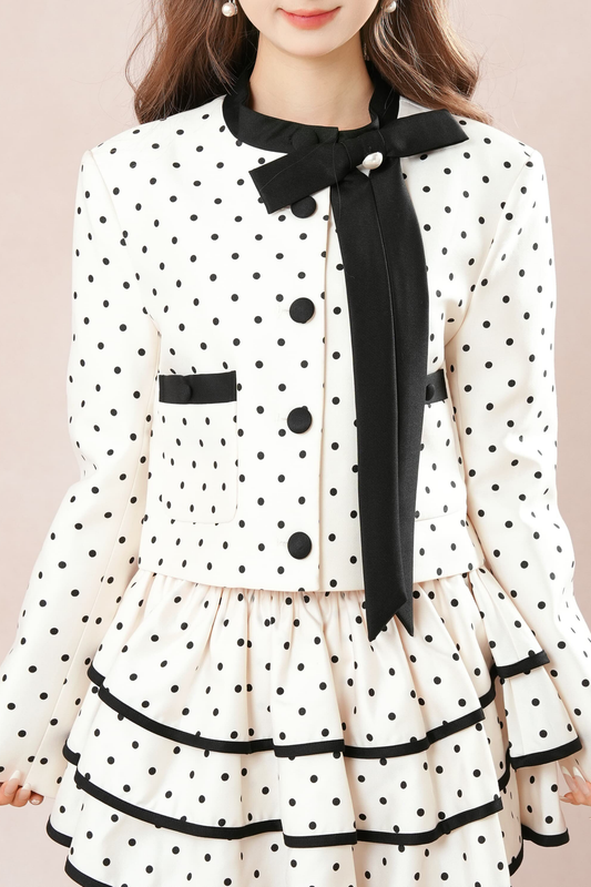 French Dot Jacket + Tiered Skirt Jacket