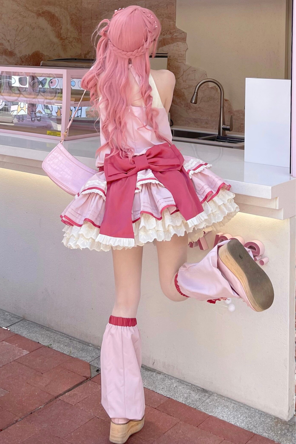 Scarlet Heartbeat Sleeveless Dress + Sleeves + Headband + Leg Warmers