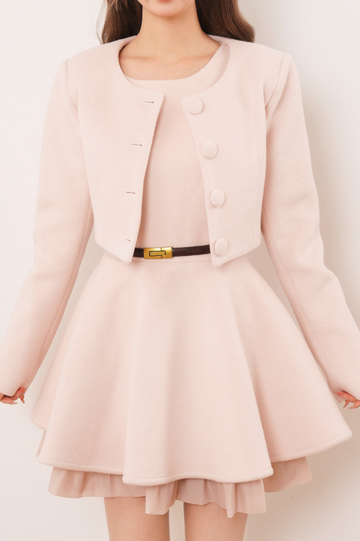 Pink Chanel-Inspired Coat Set Dress