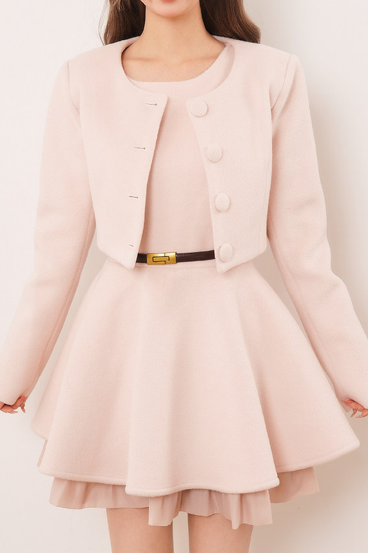 Pink Chanel-Inspired Coat Set Dress
