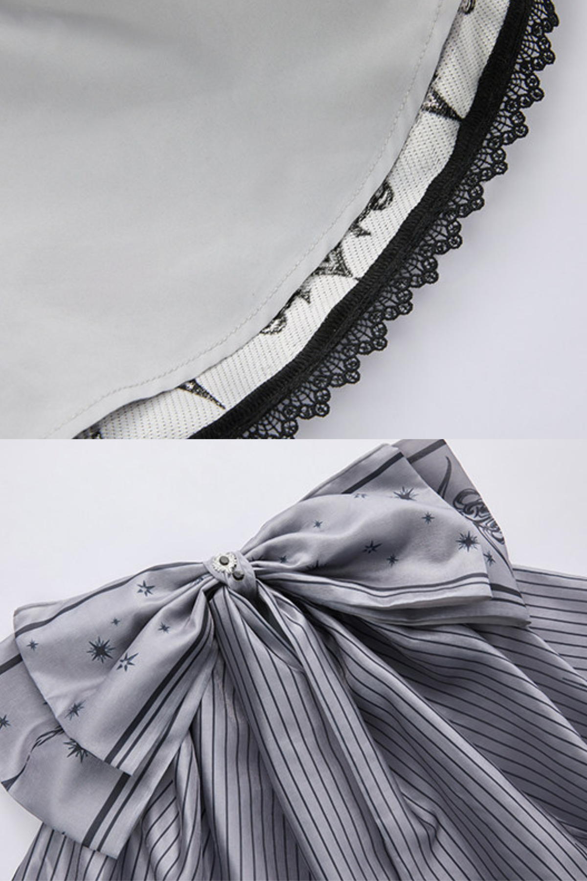 【Reservation Deadline February 28】Dark Silver Lace Lolita Dress + BNT + Neck Accessories