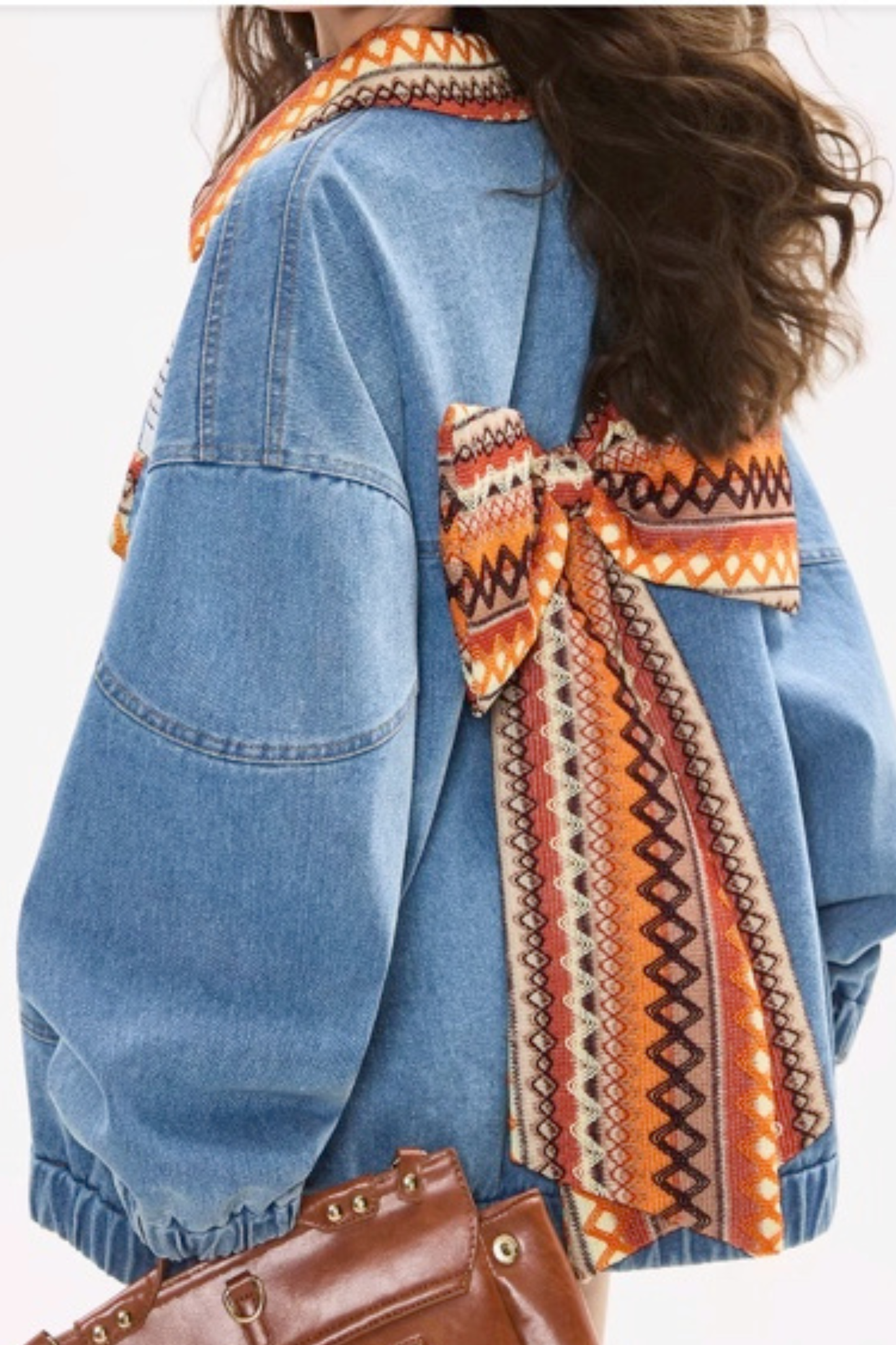 Back Ribbon Loose Denim Jacket