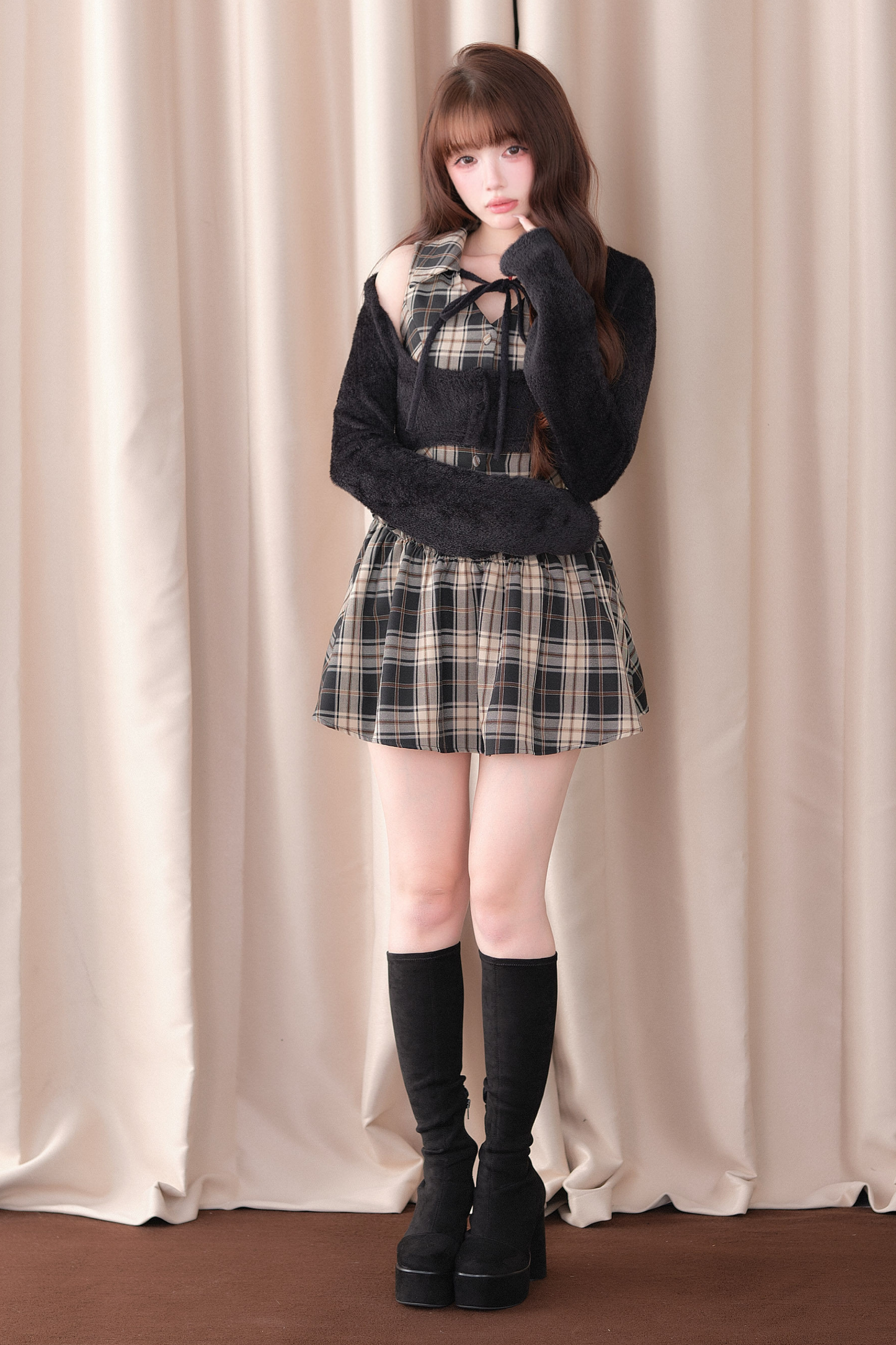 Sweet Off-Shoulder Faux Two-Piece Dress