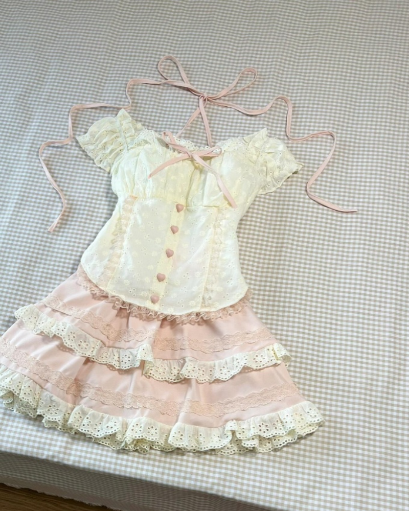 Vintage Sweet Shirt + Cake Skirt Two-piece Coord Set