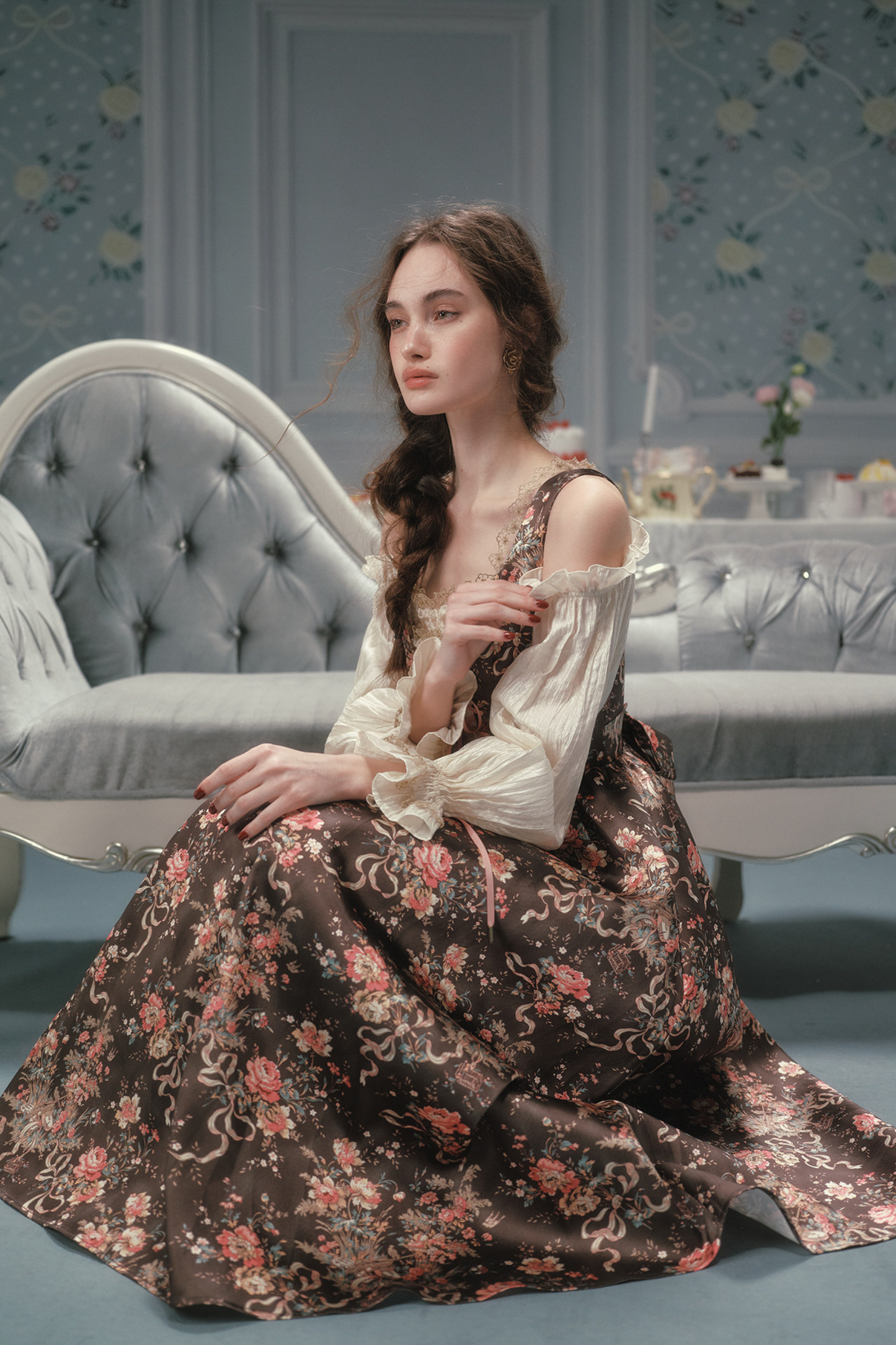 French Vintage Floral Art Dress